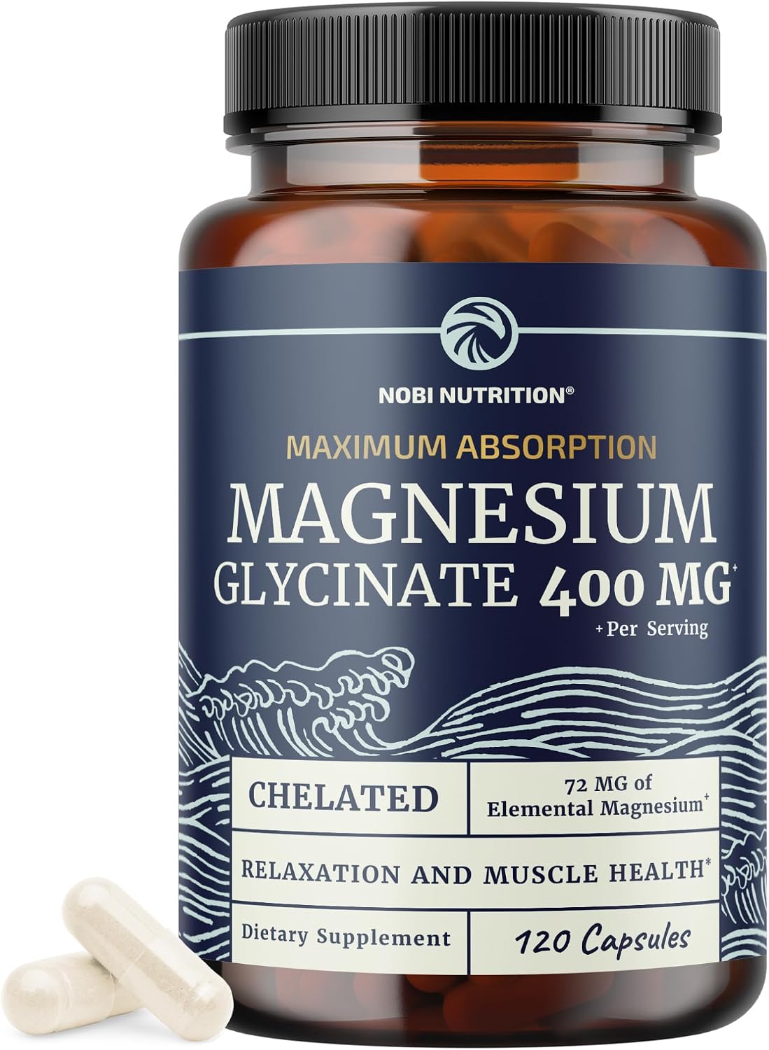 Magnesium Glycinate 400mg, High Absorption, Sleep, Calm & Muscle Support