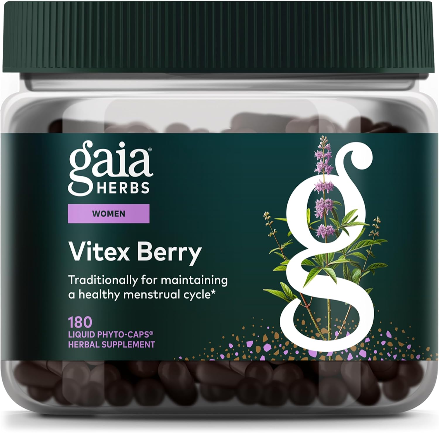 Gaia Herbs Vitex Berry 1000 mg, 180 Vegan Capsules, 90 Servings | Vitex Organic Chasteberry Traditionally Used to Support Hormone Balance for Women & Healthy Menstrual Cycle