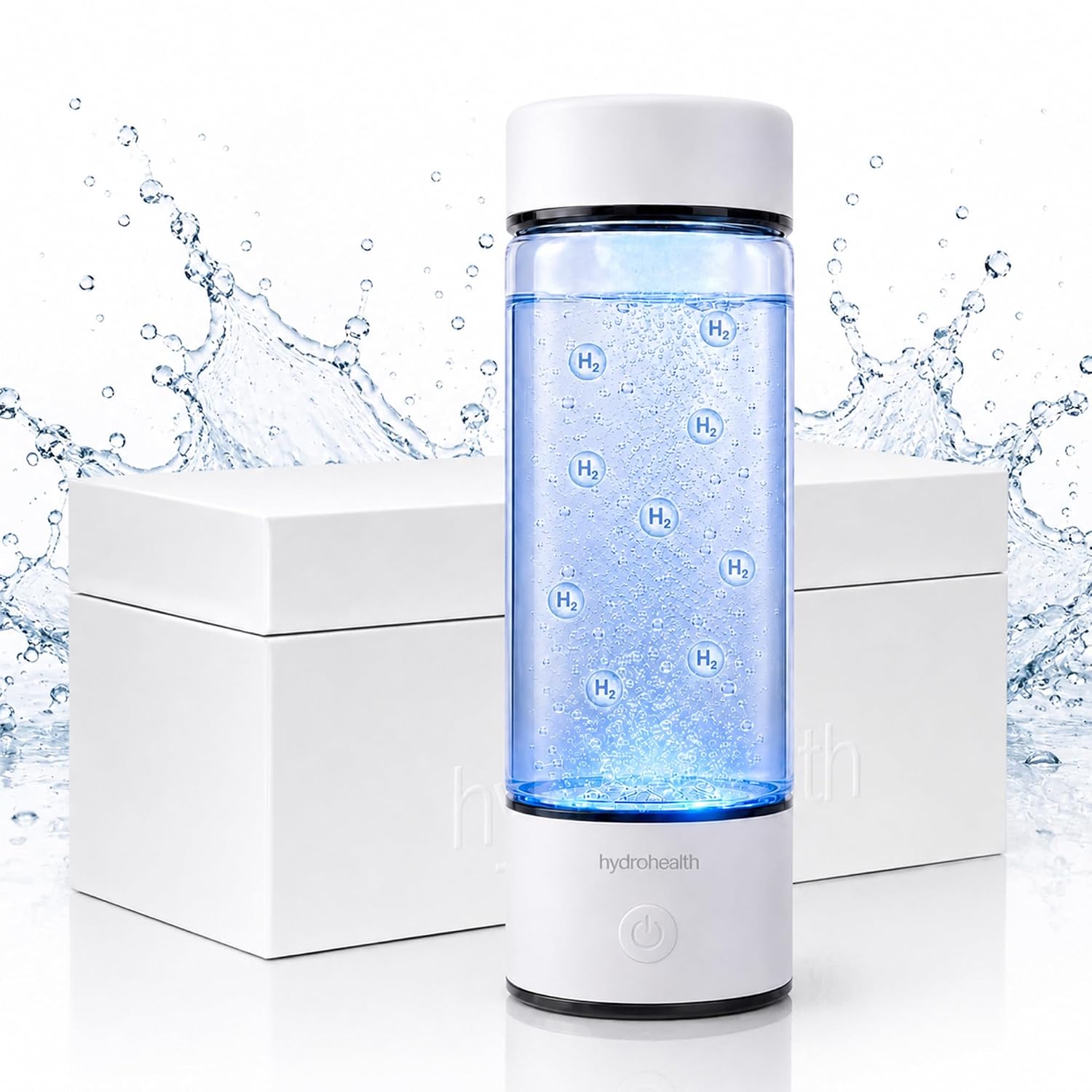 Hydrohealth Hydrogen Water Bottle for Kidney, Liver, Heart & Gut Health | 1600PPB with Advanced SPE/PEM Technology Filter | Rechargeable & Portable | Increase Energy, Strength & Metabolism – Pack of 1