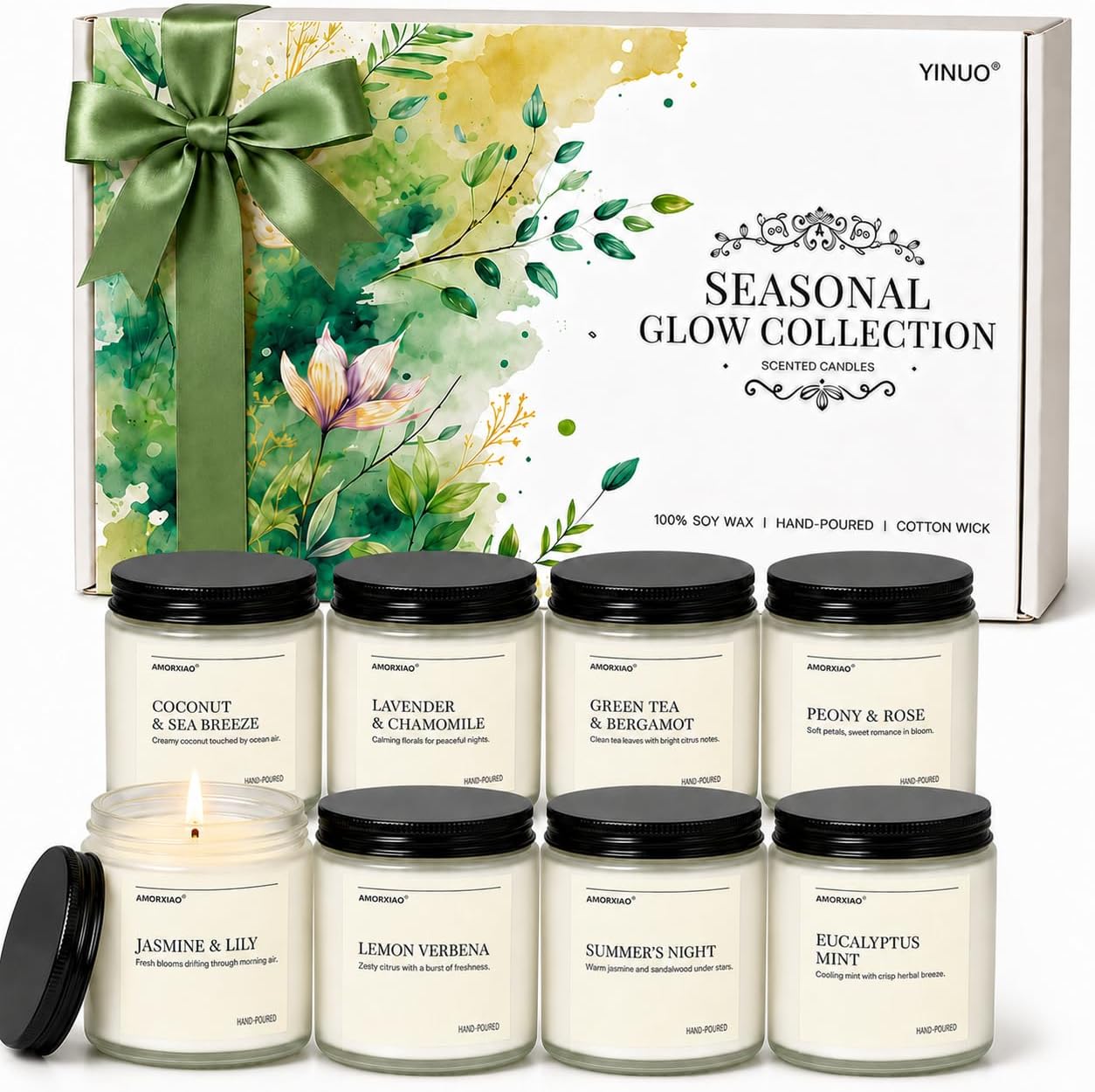 Scented Candles Gift Set for Women, 8 Pack Soy Wax Jar Candles