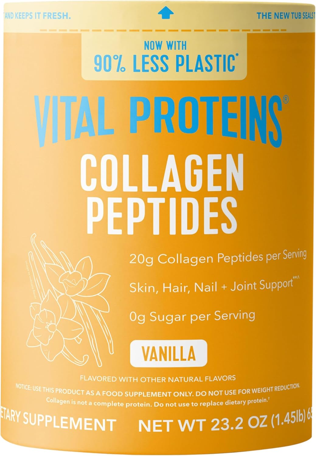 Vital Proteins Collagen Peptides Powder, Vanilla, 23.2oz | Grass-Fed Collagen Peptides, Supports Hair Skin & Nails, Bones & Joints, Vanilla Flavor, 28 Servings
