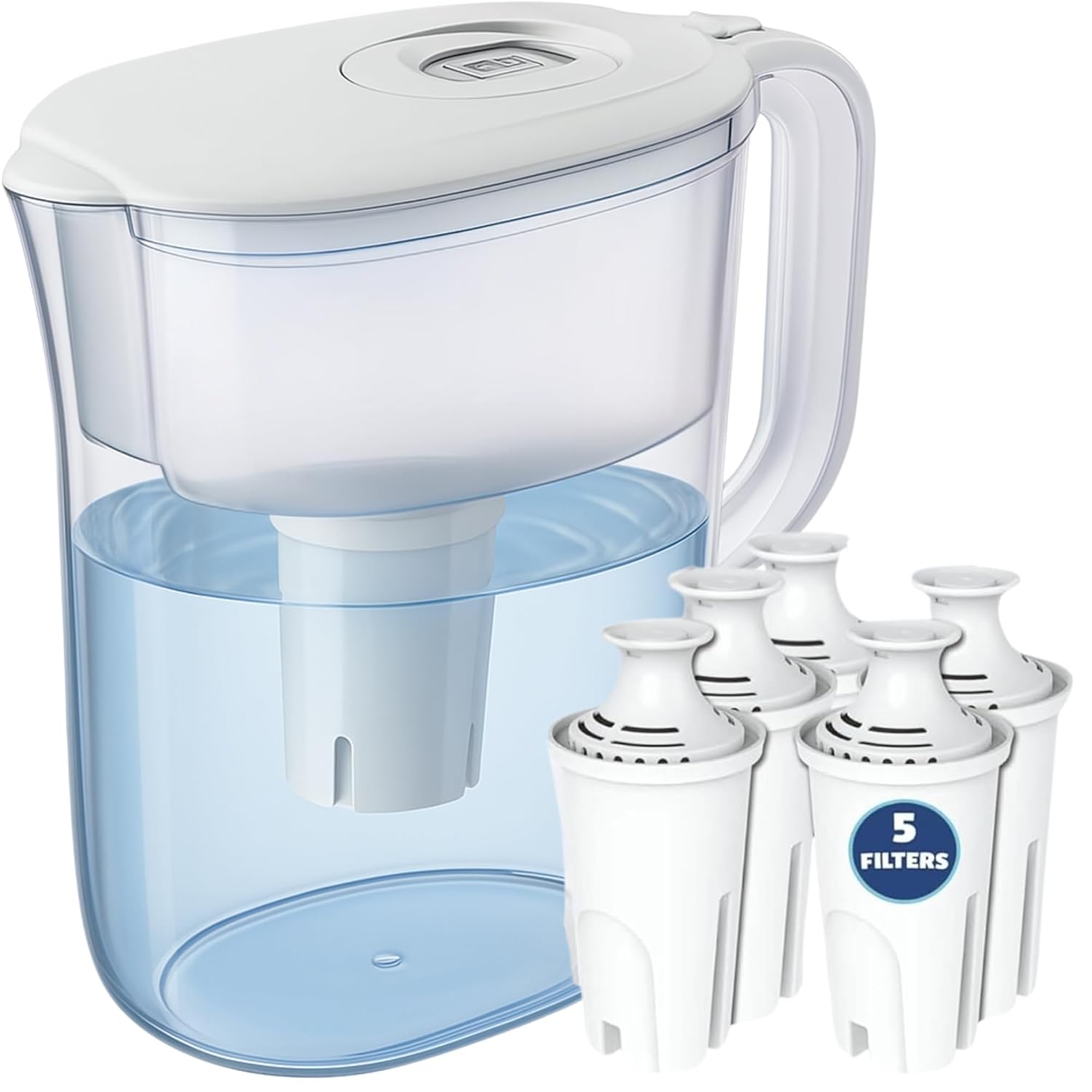 10-Cup Water Filter Pitcher with 5 Replacements, Electronic Change Reminder
