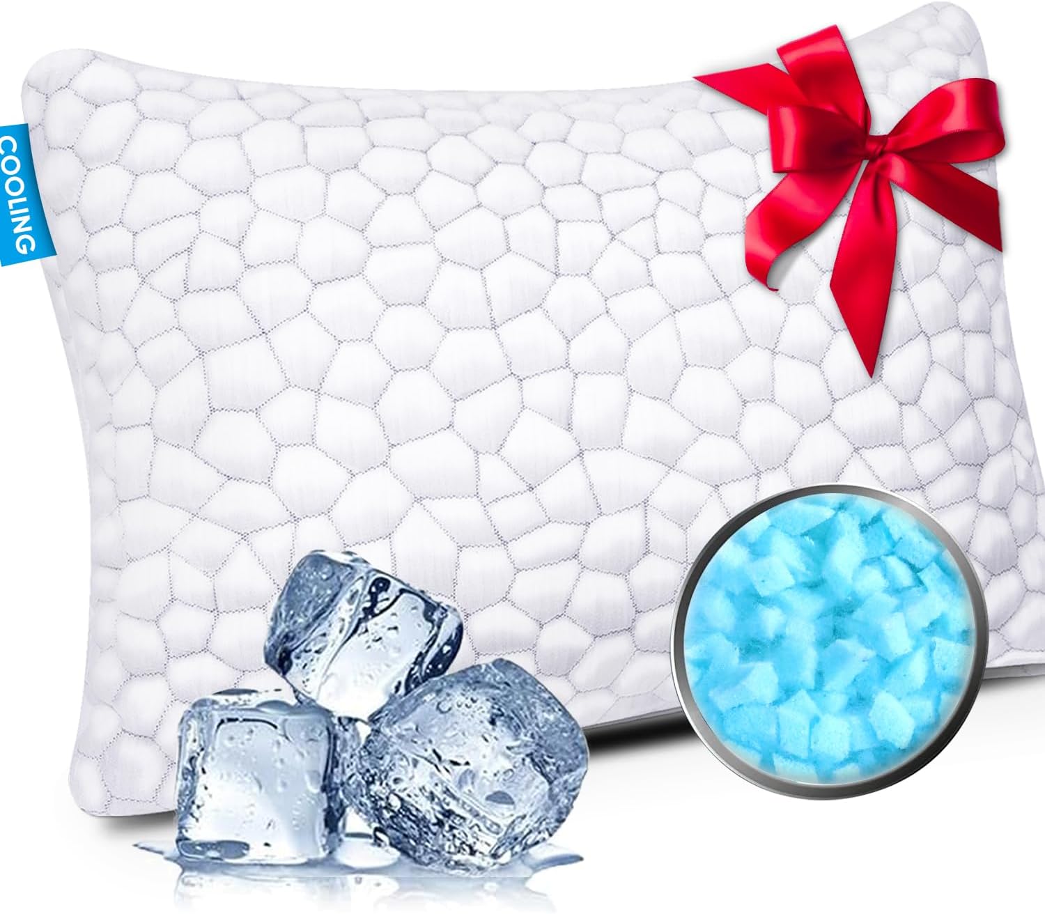 Cooling Bed Pillows for Sleeping 1 Pack Shredded Memory Foam Pillows Adjustable Cool Pillow