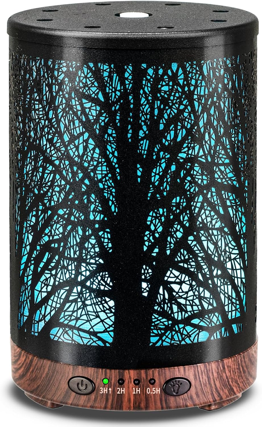 Essential Oil Diffuser 120ML Metal Aromatherapy Diffuser with Timer, Cool Mist Humidifier with Auto Shut-Off & 7 Color Lights for Home Office Spa (Tree)