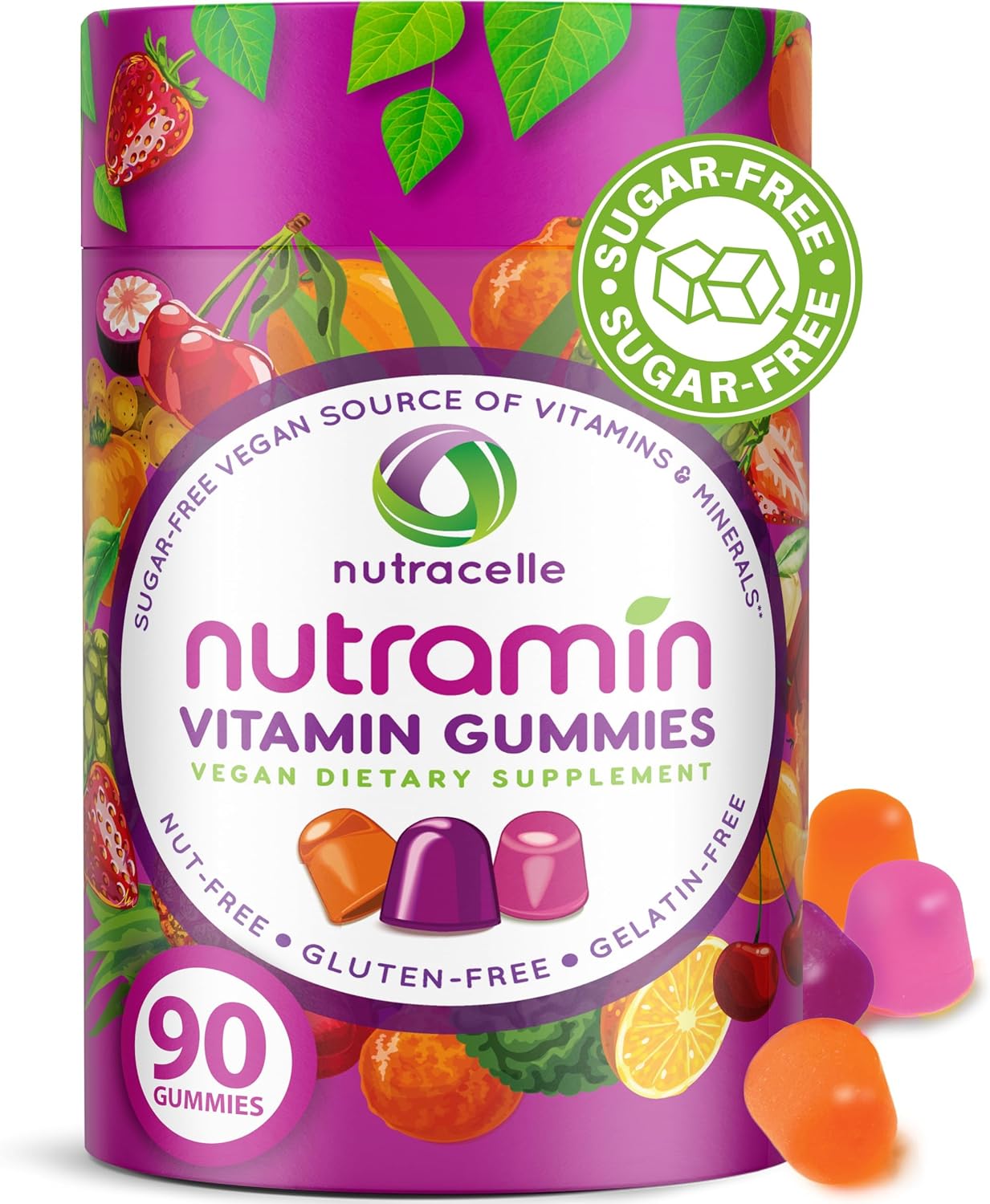 NUTRAMIN Daily Vegan Keto Multivitamin Gummies, Sugar-Free, 90 Count