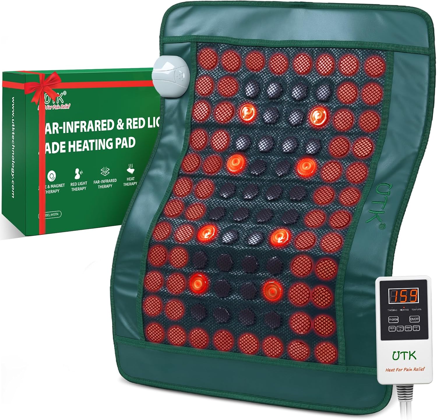 UTK Far Infrared Heating Pad for Back Pain Relief with Red Light Therapy