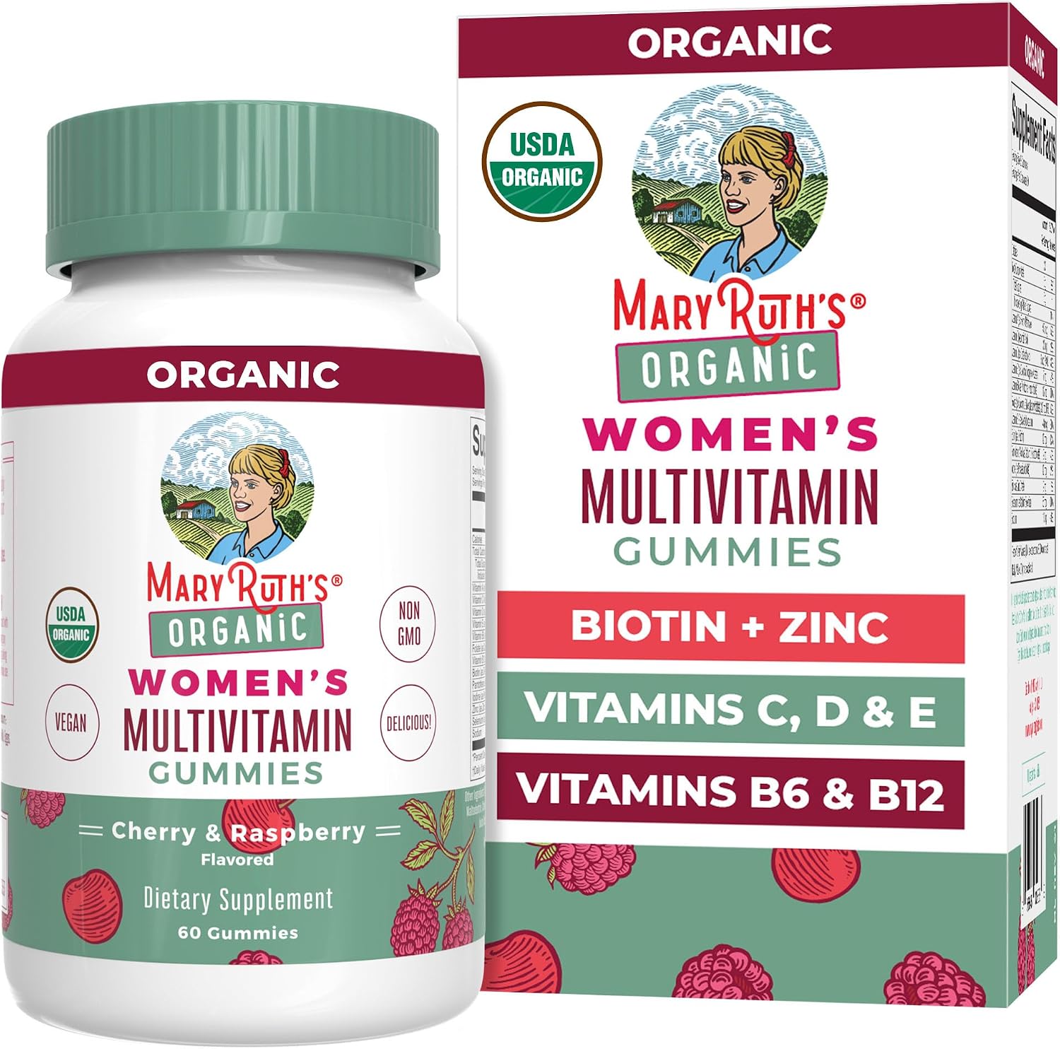 MARYRUTH’S Organic Multivitamin Gummies for Women, Hair & Skin Health, 60ct | Immune Support, Hair & Skin Health, Reproductive Health, Vitamin A C D E B6 B12 Biotin Zinc Iodine