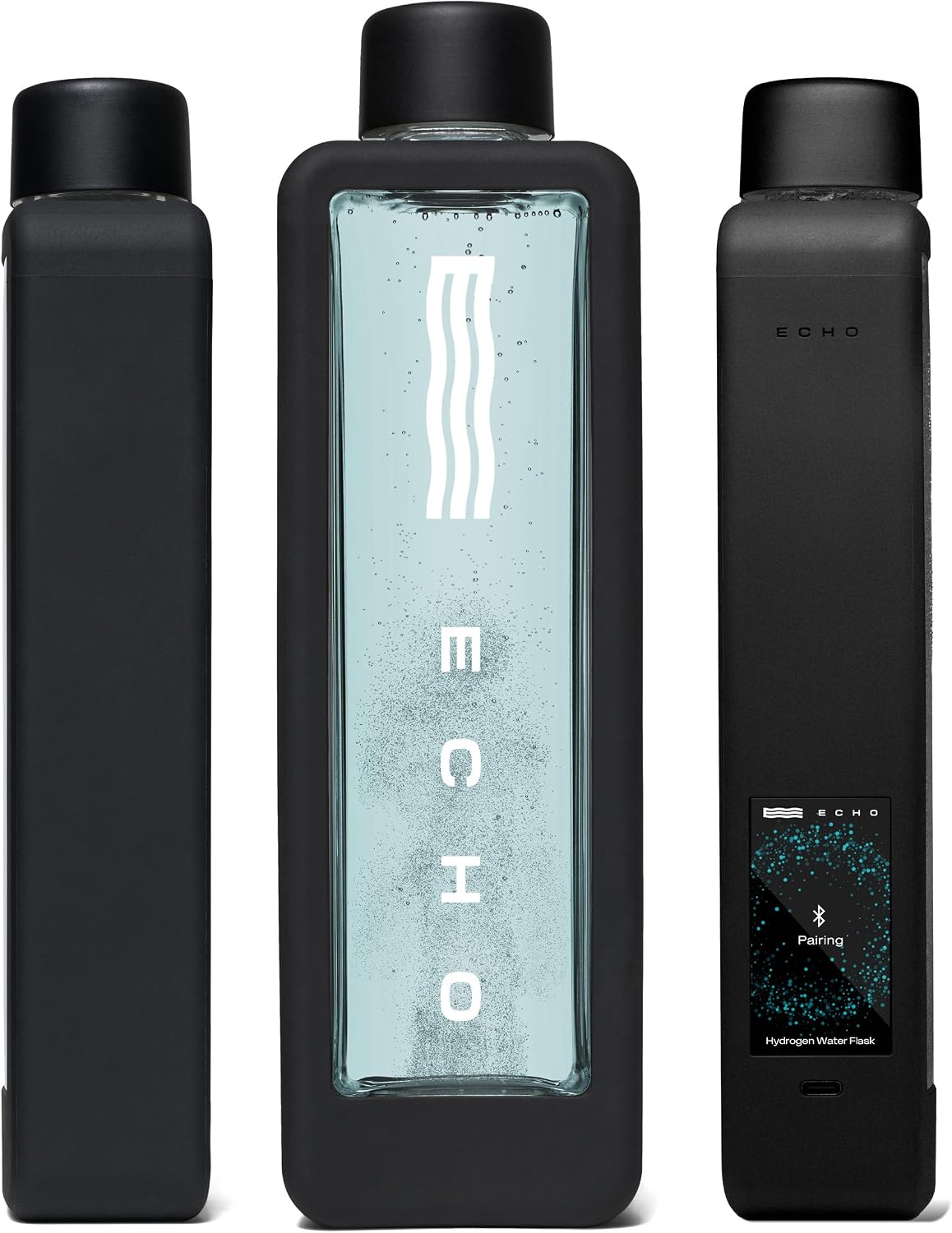 Echo Flask Smart Hydrogen Water Bottle Generator | 8x More Hydrogen, 8PPM (8000 PPB), App Tracking Tech, 12 oz, Rechargeable w/USB Charger, Self Cleaning, Portable Molecular H2