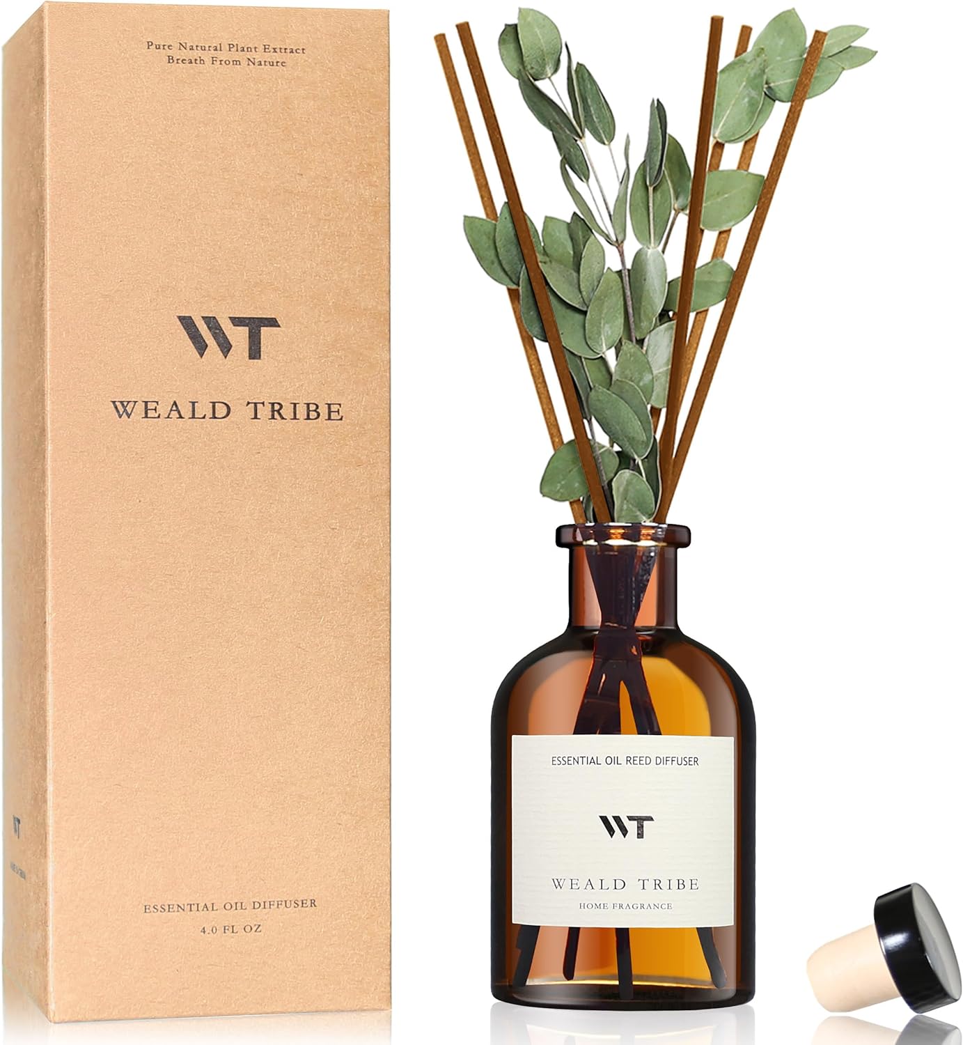 Flower Reed Diffuser Set Eucalyptus & Lavender Scent for Room Bathroom Accessories Shelf Decor & Air Fresheners, Sticks Defusers with 4.0 fl oz Essential Oils, Home Fragrance Office Gift
