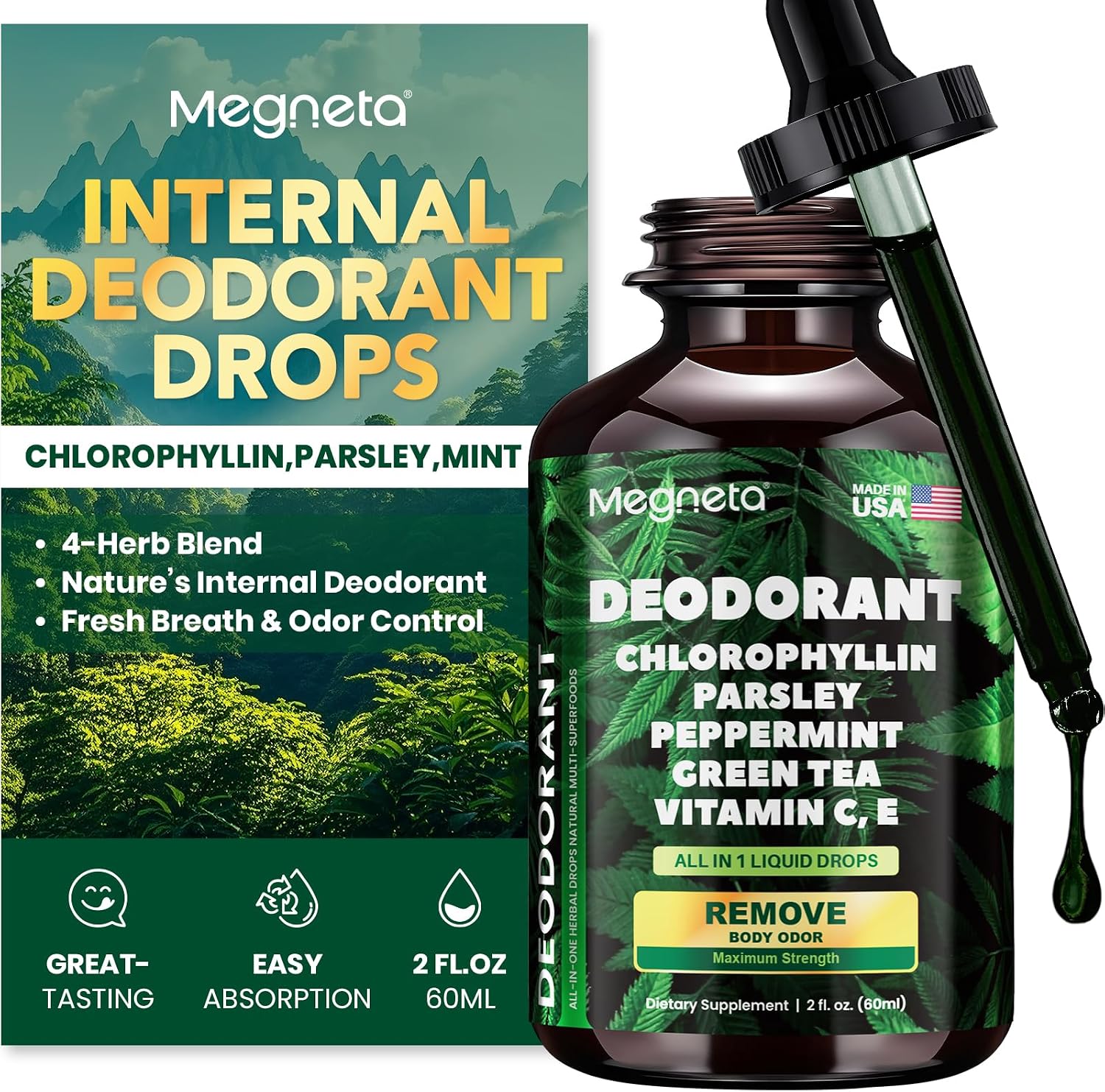 Chlorophyll Liquid Drops With Chlorophyllin, Parsley & Peppermint, 2 fl oz