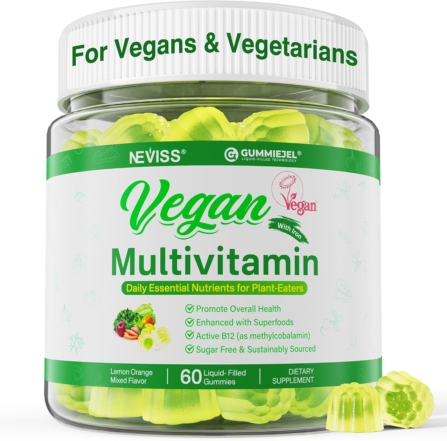 Vegan Multivitamin Gummies for Adults, Vegans & Vegetarians Daily Vitamins