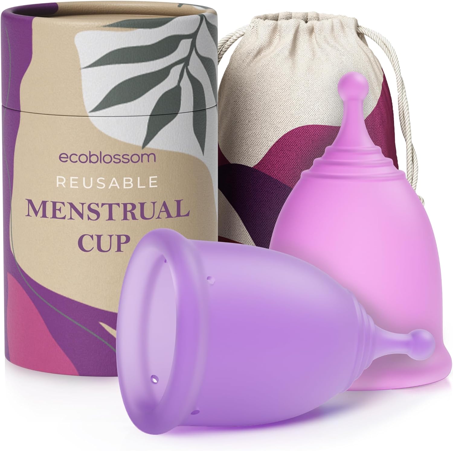 Ecoblossom Menstrual Cups, Period Cup for Women, Menstrual Disc Alternative | (Small, Pack of 2) Medical-Grade Silicone, Comfortable Fit, Reliable 12-Hour Leak-Free Protection