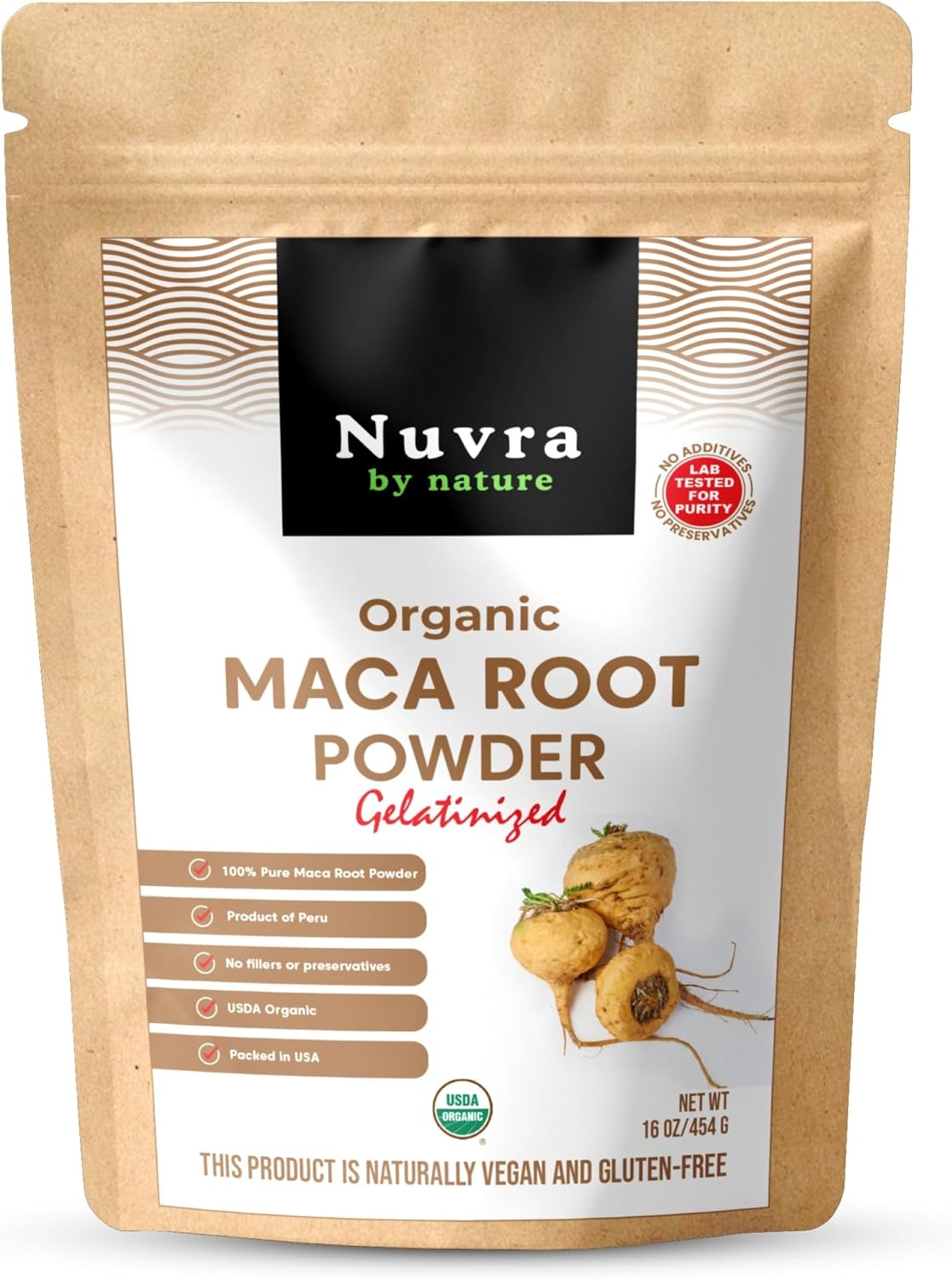 Organic Gelatinized Maca Root Powder, 16oz | 100% Pure Peruvian Maca | Gelatinized for Better Absorption & Easy Digestion | Vegan, Gluten-Free, No Additives, Packed in USA