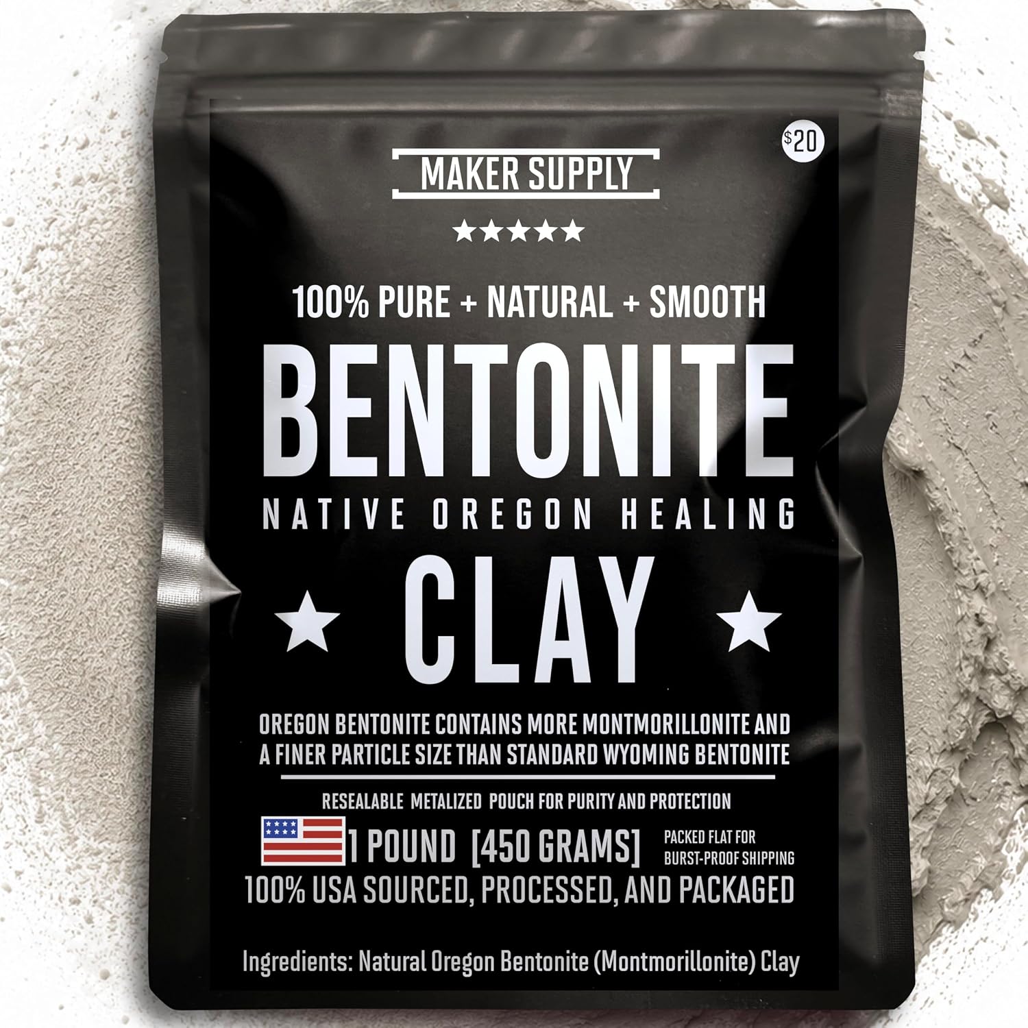 Bentonite Clay 1 Lb Powder – Natural Heavy Metal Detox & Pore Cleansing | Indian Healing Clay
