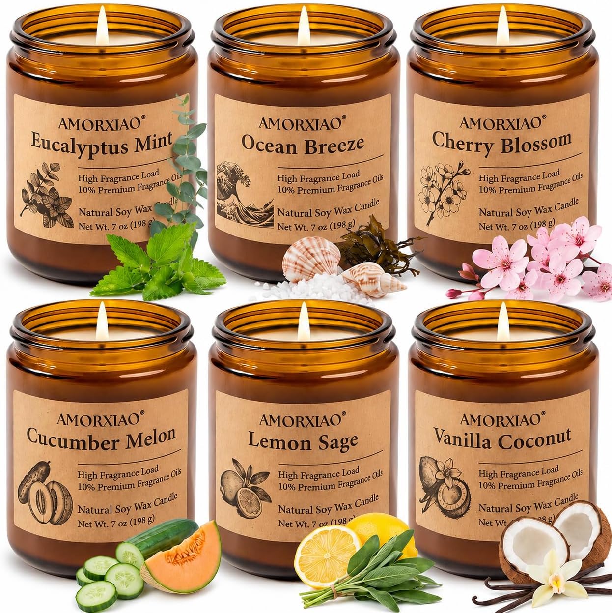 6 Pack Scented Candles for Home Scented: 42oz Soy Candles for Women Men