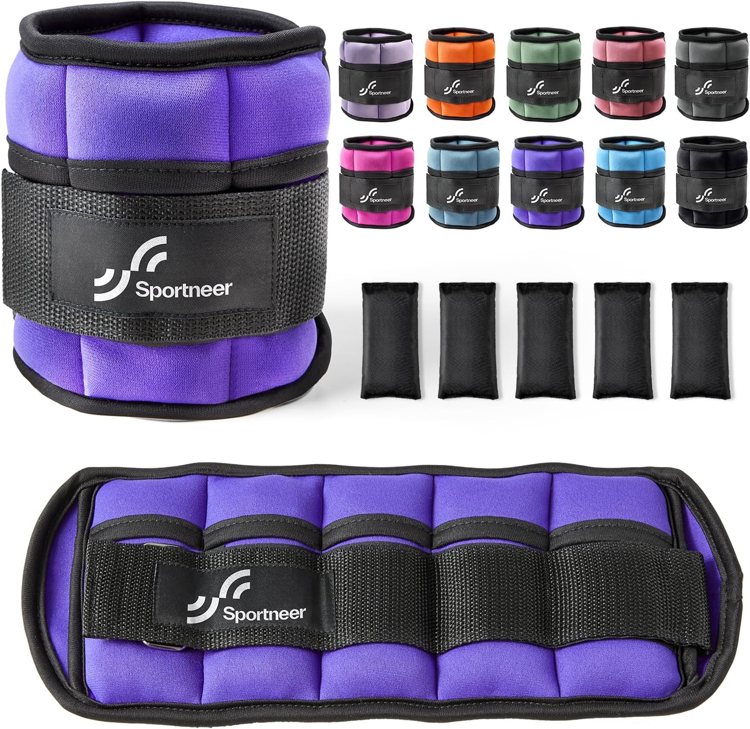 Sportneer Adjustable Ankle Weights, 2-10 lb per Pair, Removable Weights