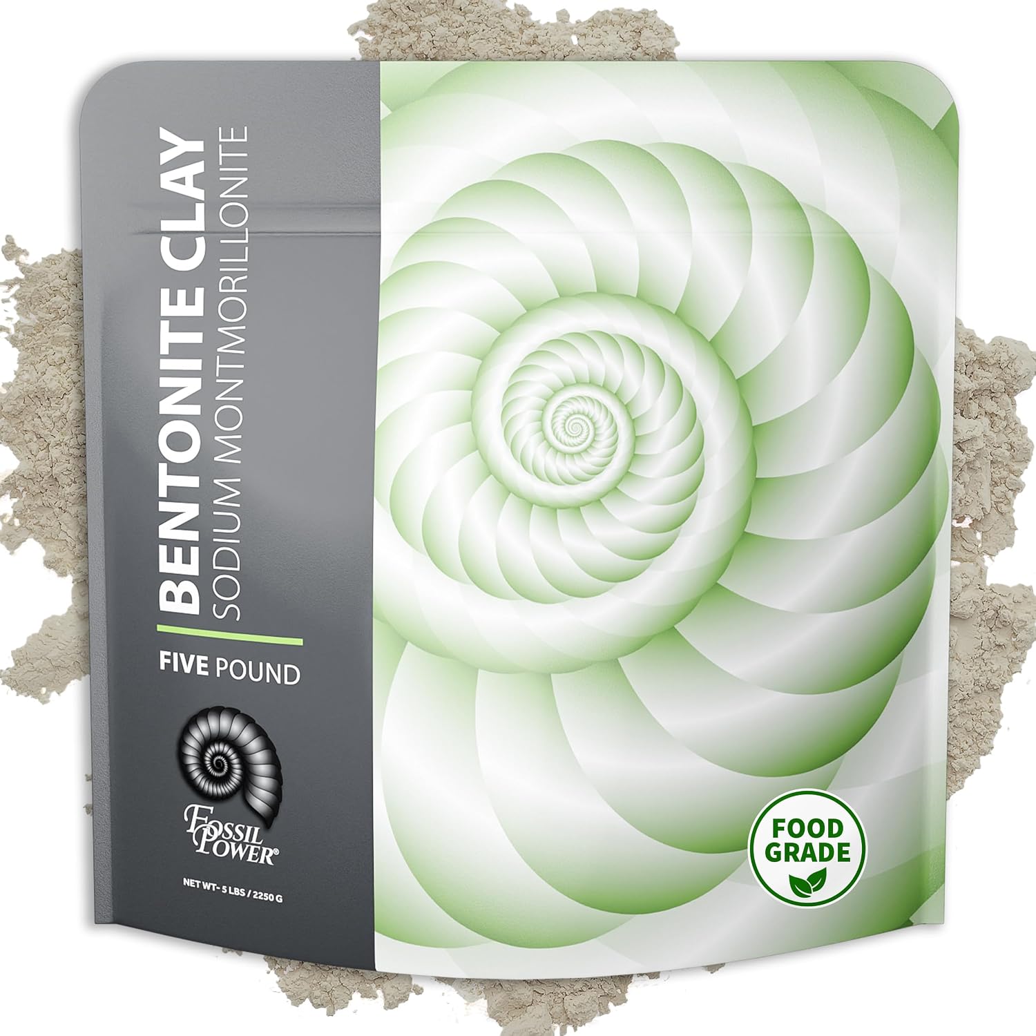Bentonite Clay Food Grade Powder 5 Lb – Pore Cleansing & Facial Mask | Fossil Power – 100% Sodium Bentonite Clay – DIY Face, Body & Hair Mask for Acne & Oily Skin – Pore Cleansing, Deo & Bath Soak
