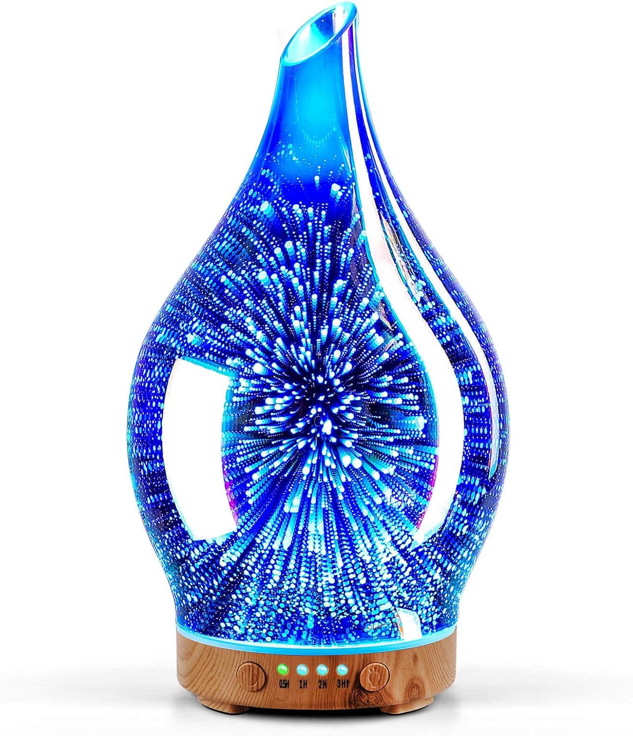 Porseme Essential Oil Diffuser 150ml Handmade Glass Diffuser 6H Runtime | Handmade Glass Aroma Diffuser, 7-color LED Light, Quiet Operation, Auto Shut-off, Aromatherapy for Home, Bedroom and Gifts