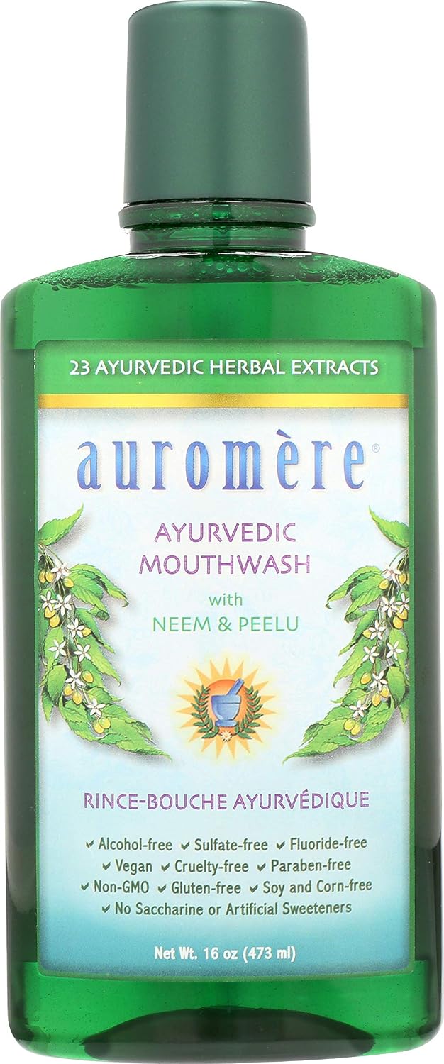 Auromere Ayurvedic Mouthwash – Vegan, Flouride Free, Alcohol Free, Natural, Non GMO (16 fl oz)