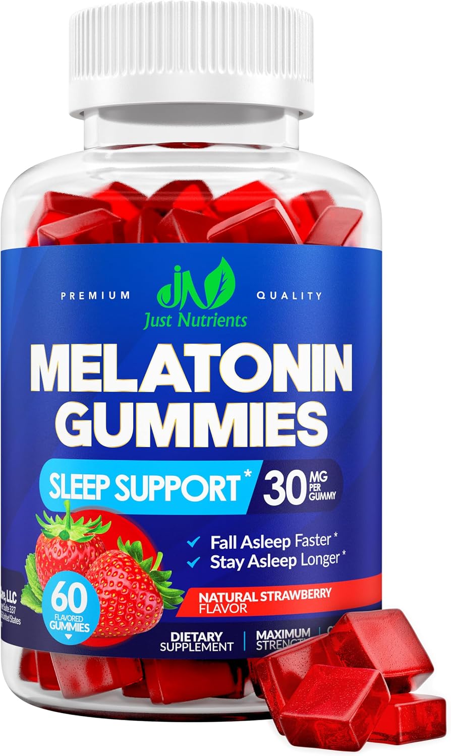 Melatonin 30mg Gummies for Adults, Zero Sugar (2 Month Supply) | Maximum Strength Sleep Support with 30mg of Melatonin Per Gummy – Gluten-Free, Vegetarian, Natural Strawberry Flavor