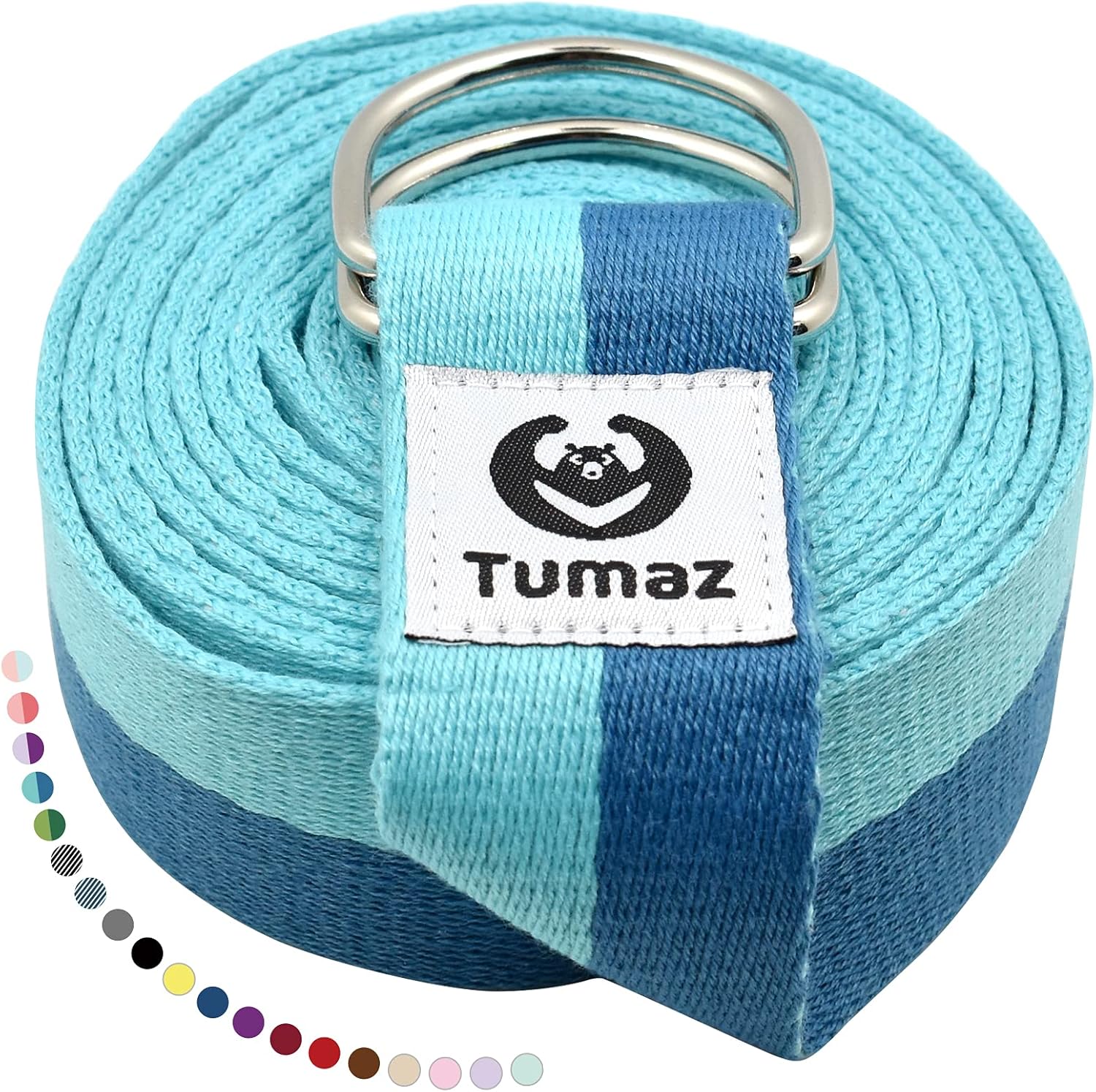Tumaz Yoga Strap for Stretching with Adjustable D-Ring, 6/8/10 ft