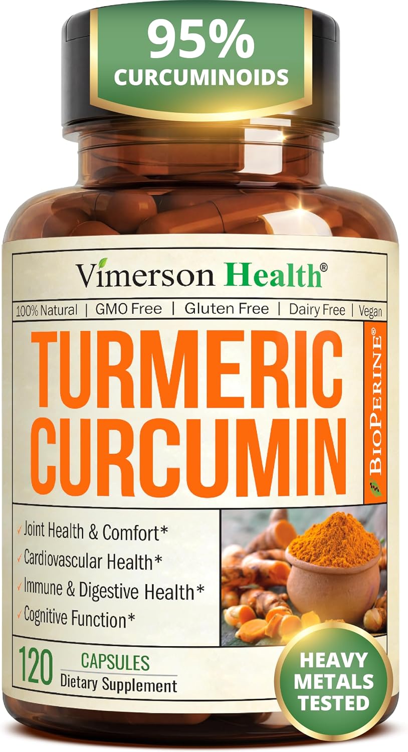 Turmeric Curcumin Supplement – 1200mg Organic Turmeric Curcumin with Black Pepper Extract for Max Absorption – Digestive & Joint Supplements for Men & Women w. Tumeric Extract & Bioperine – 120 Caps