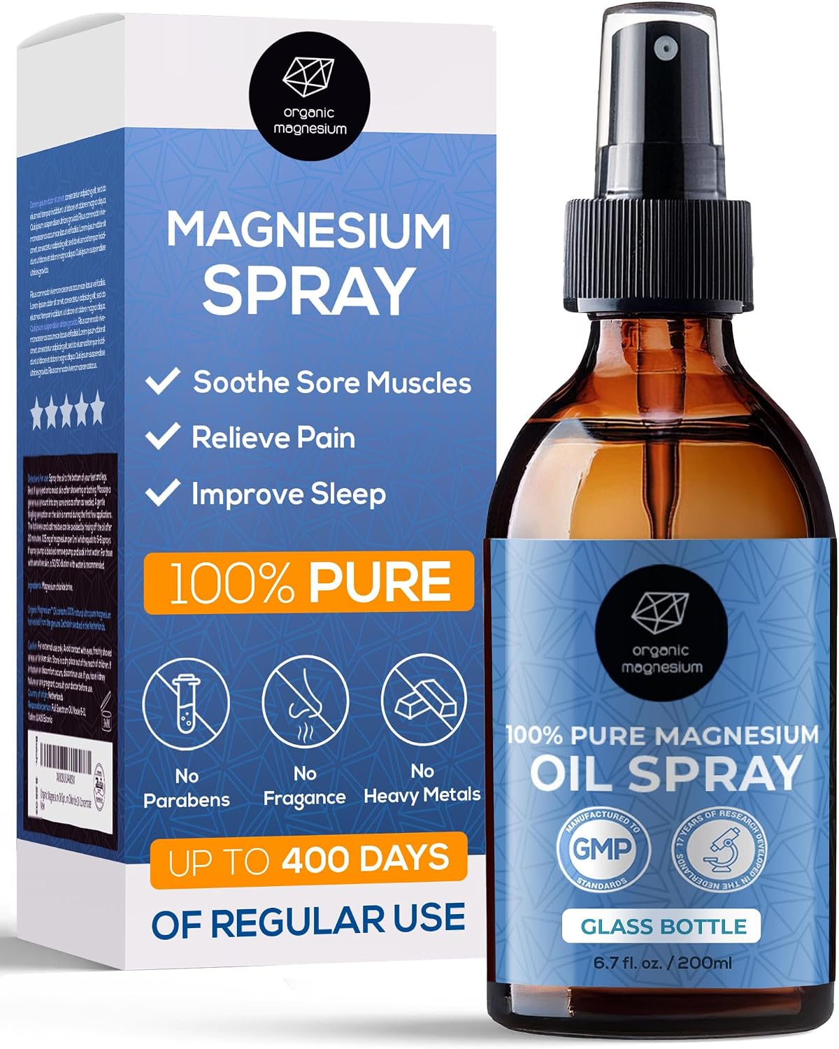 Organic Magnesium Oil Spray for Feet, Body and Sleep – Pure Mineral Mist