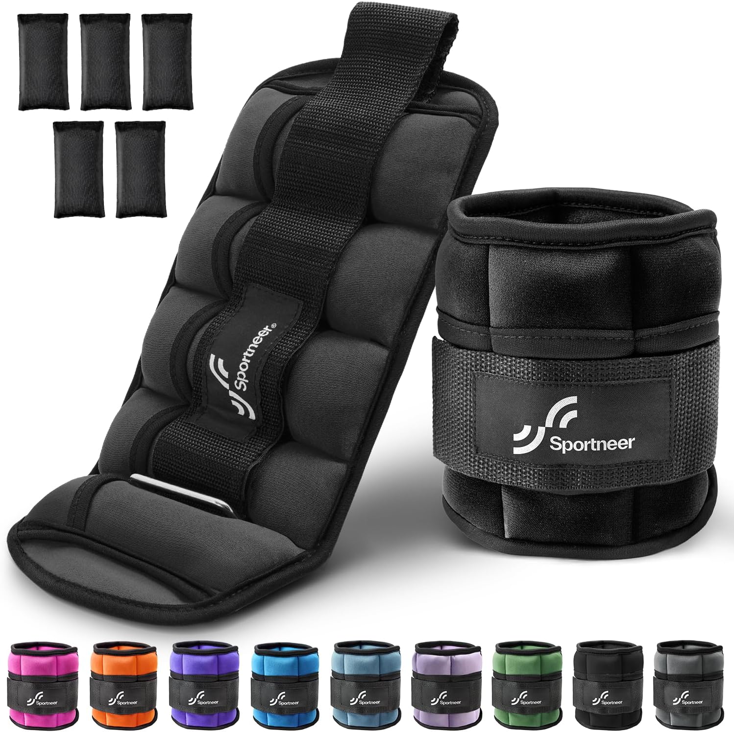 Sportneer Adjustable Ankle Weights, 2-7 lb per Pair, Removable Weights