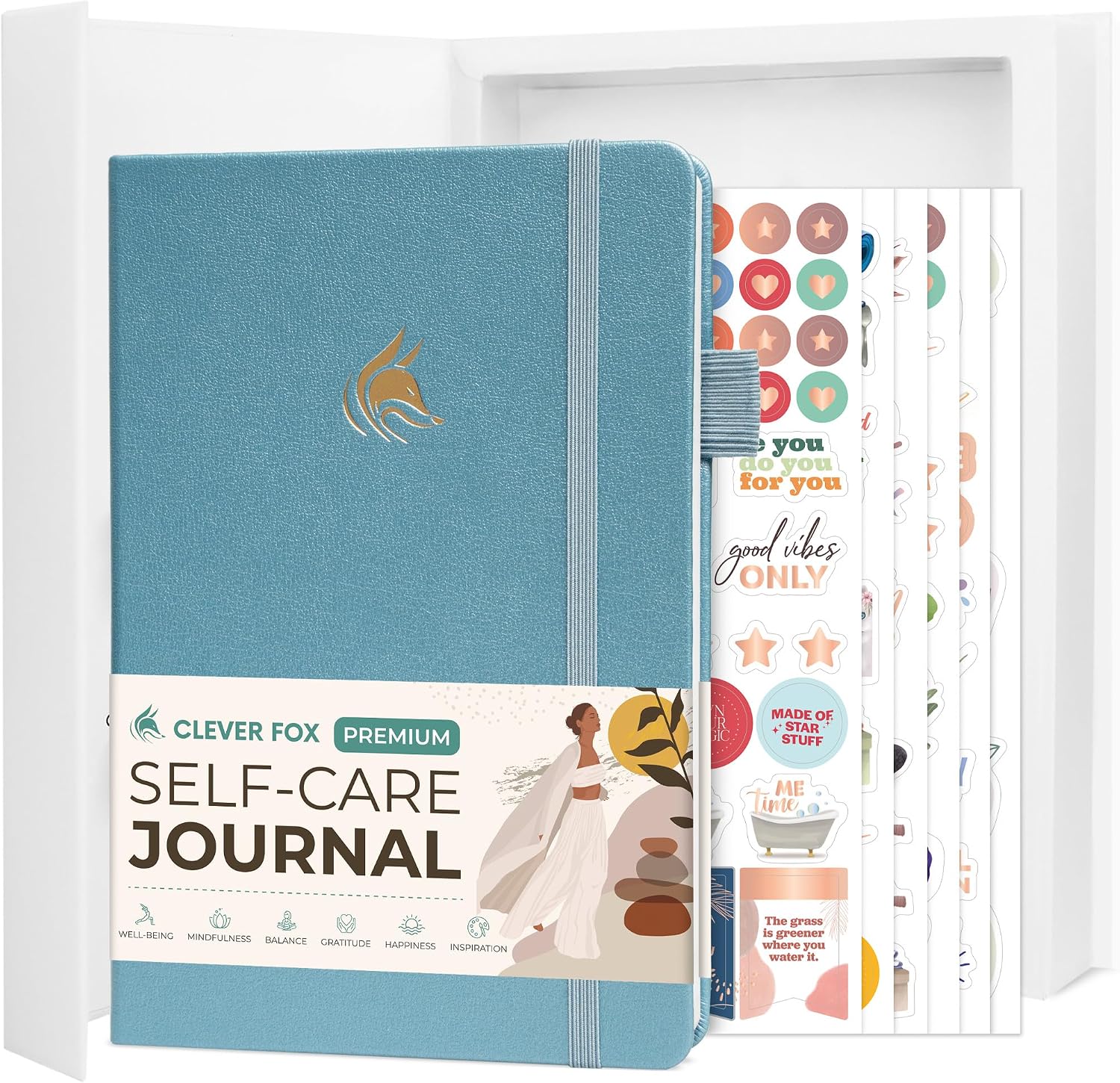 Clever Fox Premium Self-Care Journal for Women & Mental Health Aquamarine | Daily guided journal with gratitude and wellness prompts, reflection and personal development notebook for women
