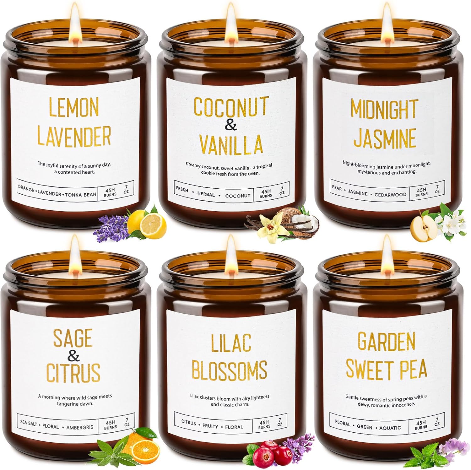Candles for Home Scented – Soy Candles Non Toxic, 6 Pack Candle Gift Set