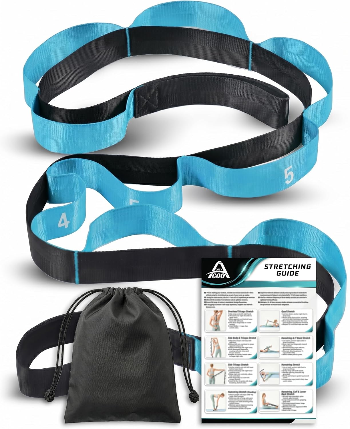 Acozycoo Stretching Strap with Loops for Physical Therapy,Knee,Calf,Back