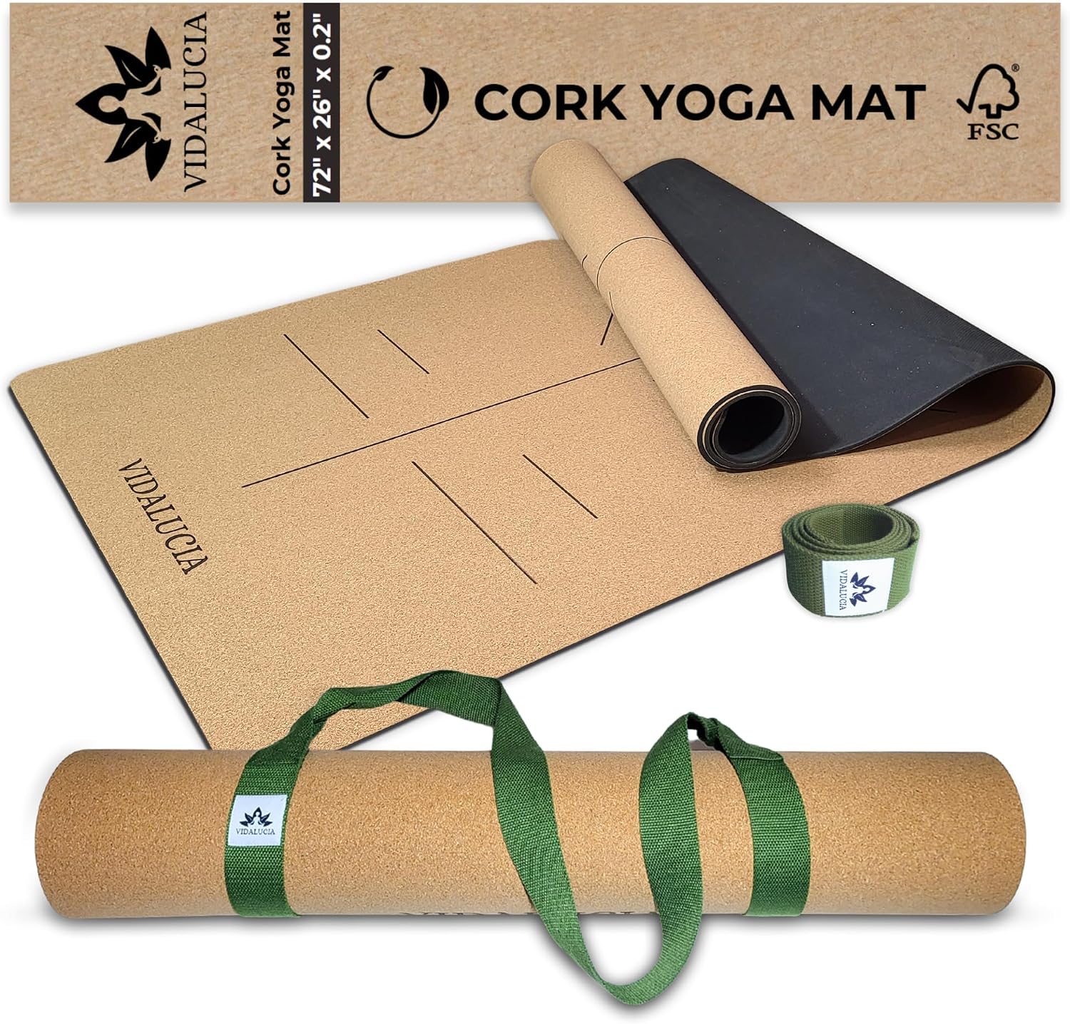 Cork Yoga Mat – 5mm Extra Large 72″x26″ Non-Slip Yoga Mat with FSC Certified Portuguese Cork & Natural Rubber Base – Hot Mat for Home & Studio – yoga mat cork