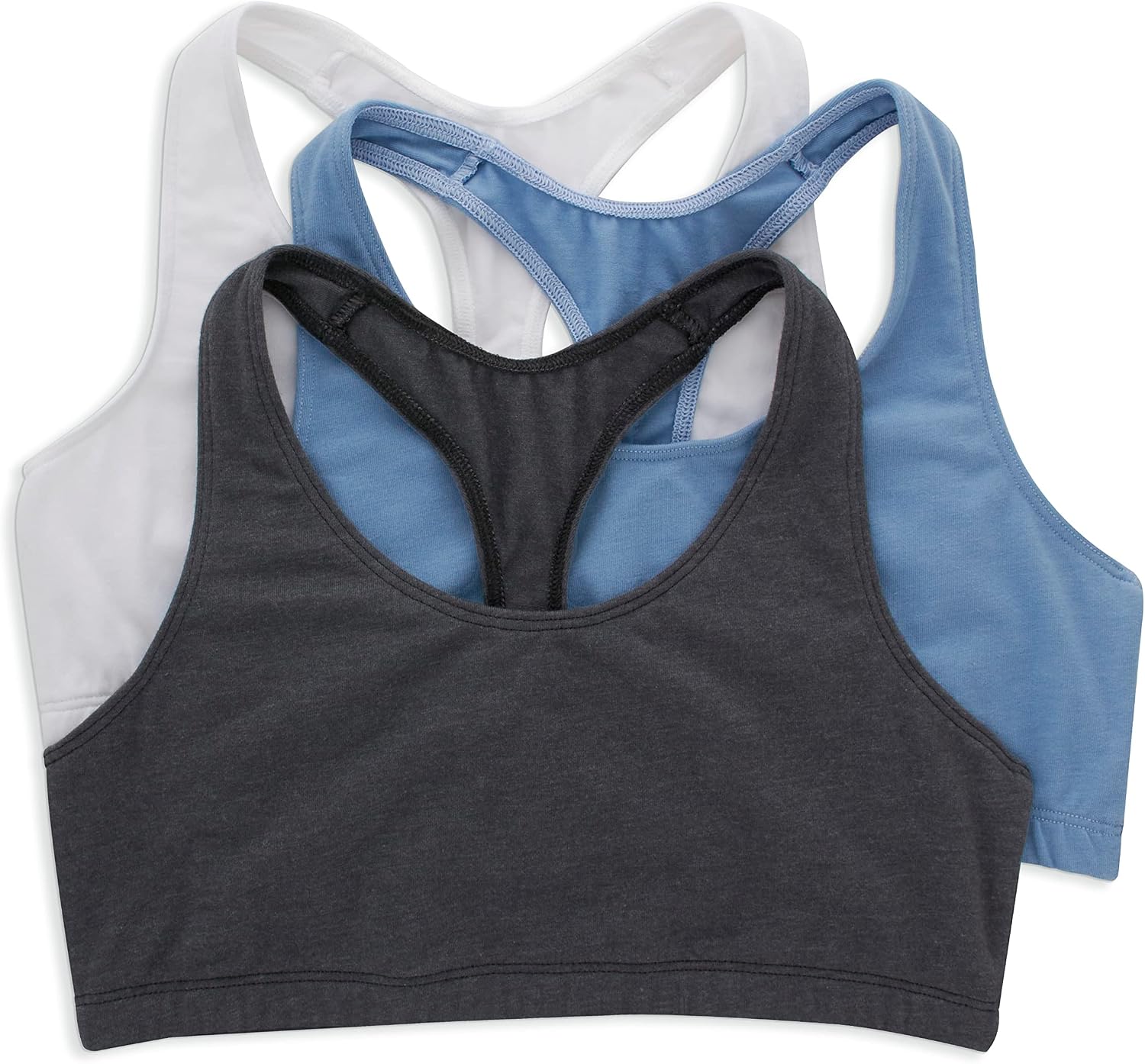 Hanes Women’s Racerback Cotton T-Back Bralette (3 Pack)
