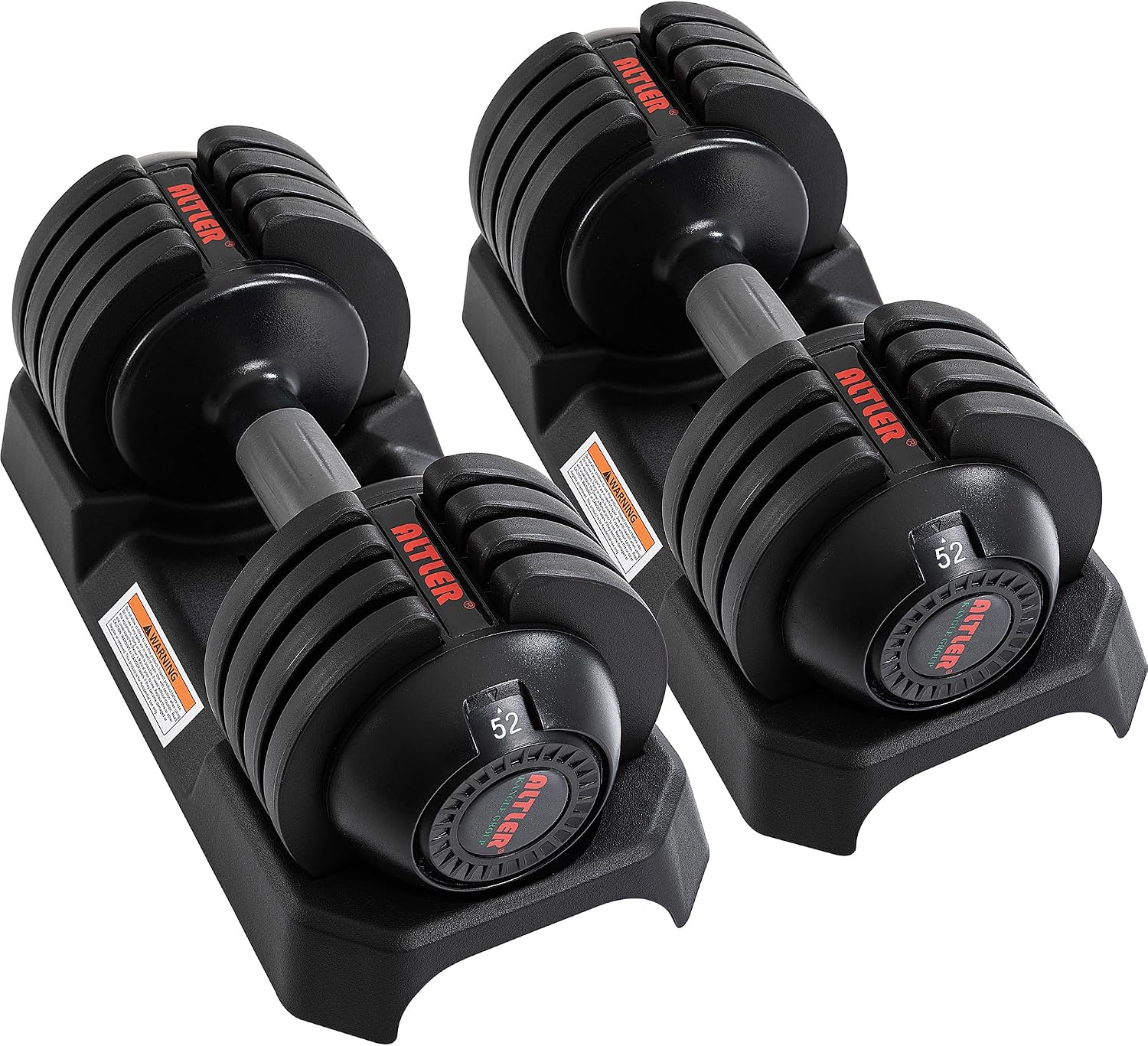 ALTLER Adjustable Dumbbell Set, 25/52LB Pair with Tray for Workout Strength Training Fitness, Adjustable Weight Dial Dumbbell with Anti-Slip Handle and Weight Plate for Home Exercise