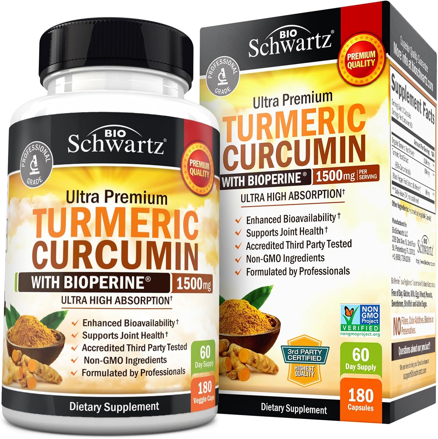 Turmeric Curcumin with Black Pepper Extract 1500mg – 180 Capsules
