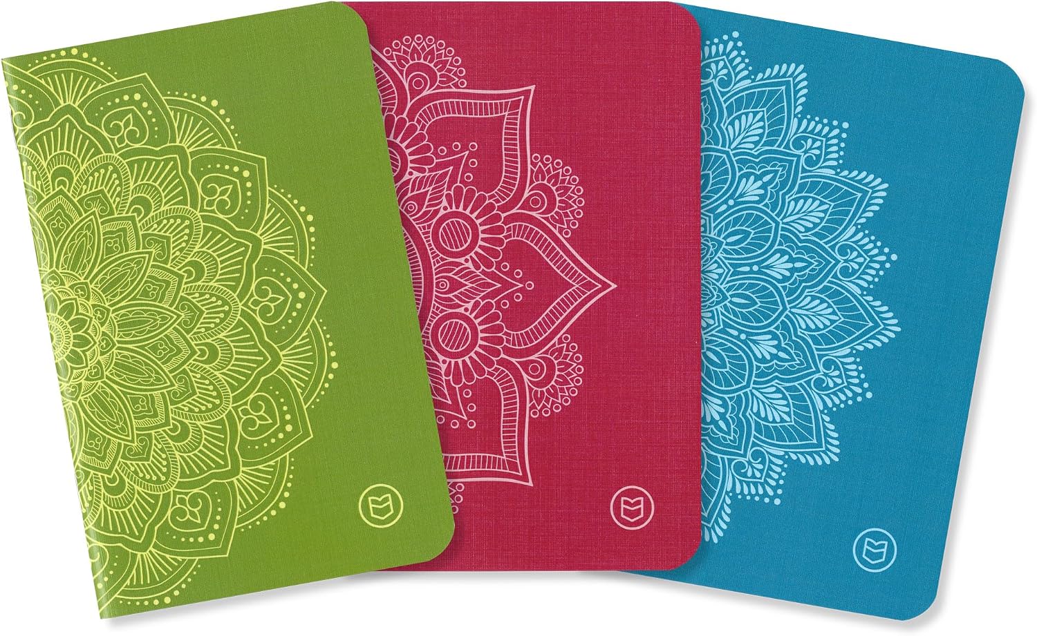 Pockitudes Pocket-Sized Gratitude Journal 3-Pack – Mandala Set (Manage Stress & Anxiety, Mental Health Support, Self-Care Checklist, Prompts, 3.5″ x 5.5″, 36 pages)