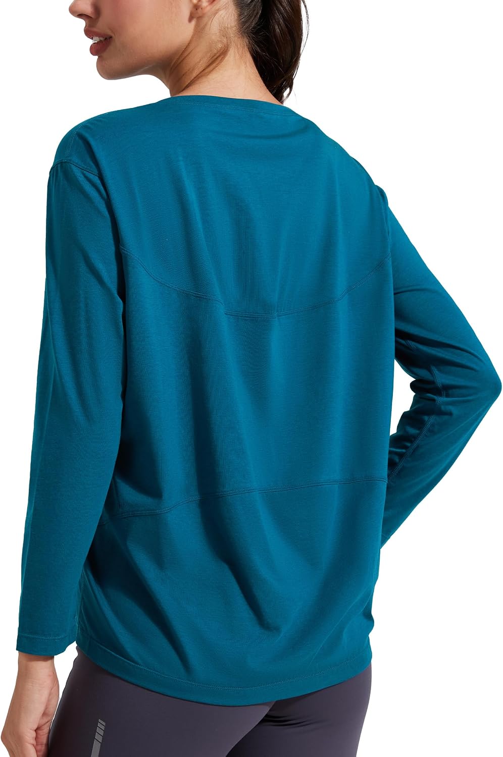 Pioneer Camp Women’s Bamboo Viscose Long Sleeve Workout Shirts Back Loose Fit Boat Neck Yoga Athletic T-Shirts Casual Tops