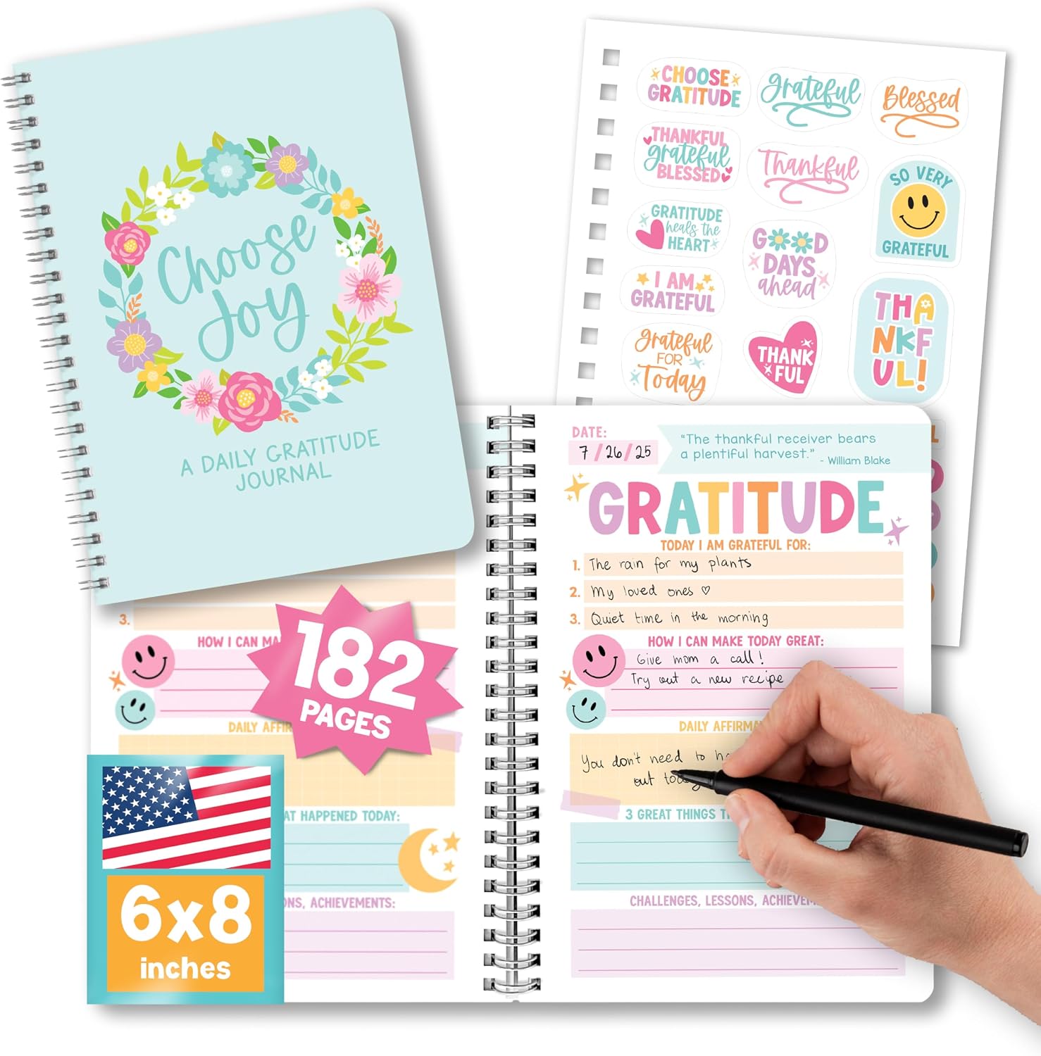Hadley Designs Daily Gratitude Journal For Women With Prompts – Christian Gratitude Journal for Women, Grateful Journals for Woman, Guided Thankful Journals with Prompts, Designed in USA