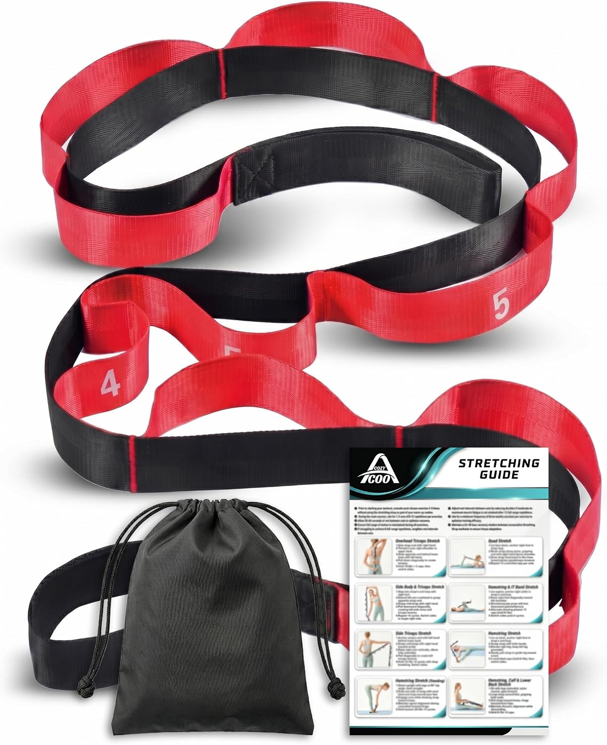 Acozycoo Stretching Strap with Loops for Physical Therapy,Knee,Calf,Back