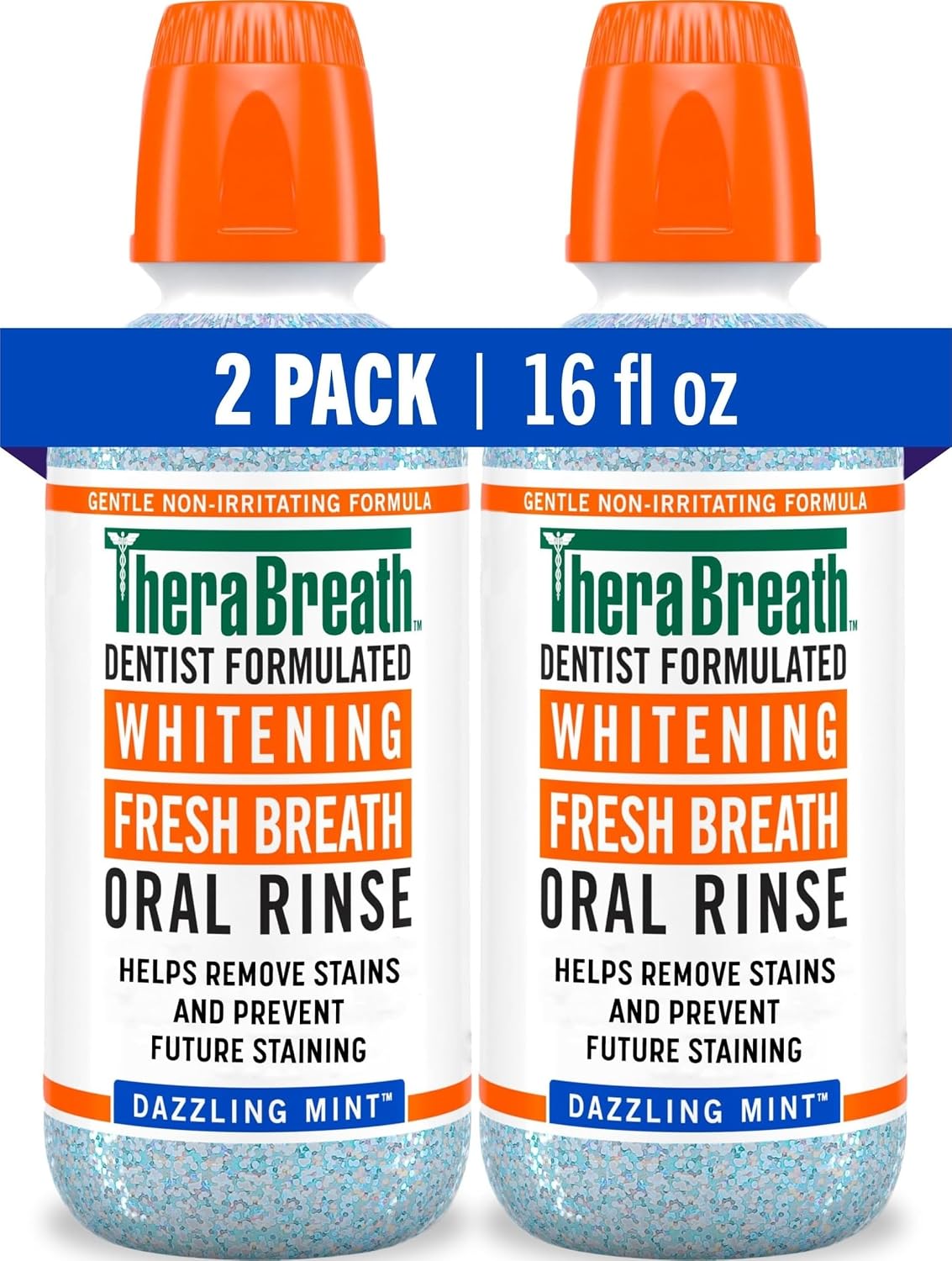 TheraBreath Whitening Mouthwash, Dazzling Mint, 16 oz, 2-Pack