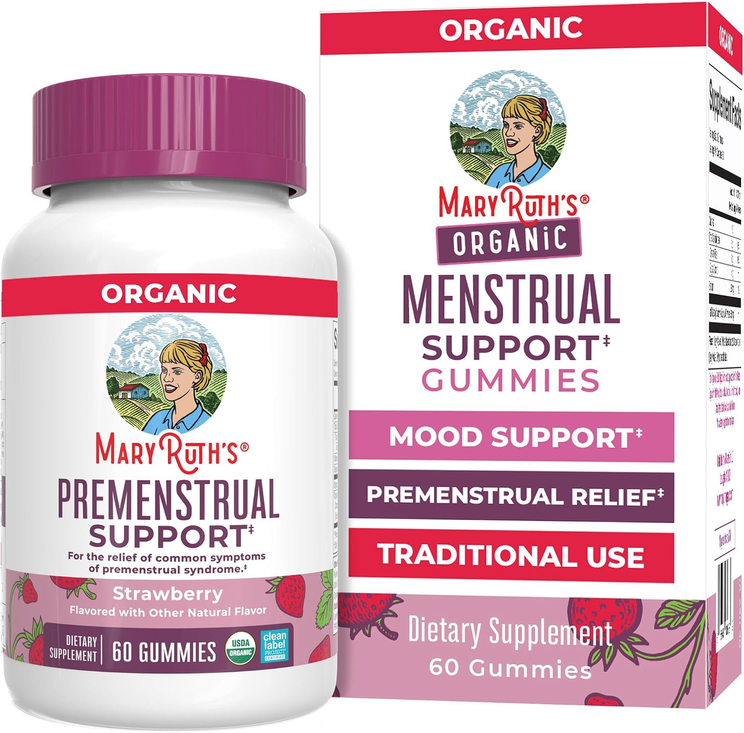 MaryRuth’s Organic Menstrual Support Gummies for PMS Relief, 30 Servings | Relief of Common Symptoms of Premenstrual Syndrome, PMS Support, Premenstrual Mood Support, USDA Organic, Non-GMO, Vegan