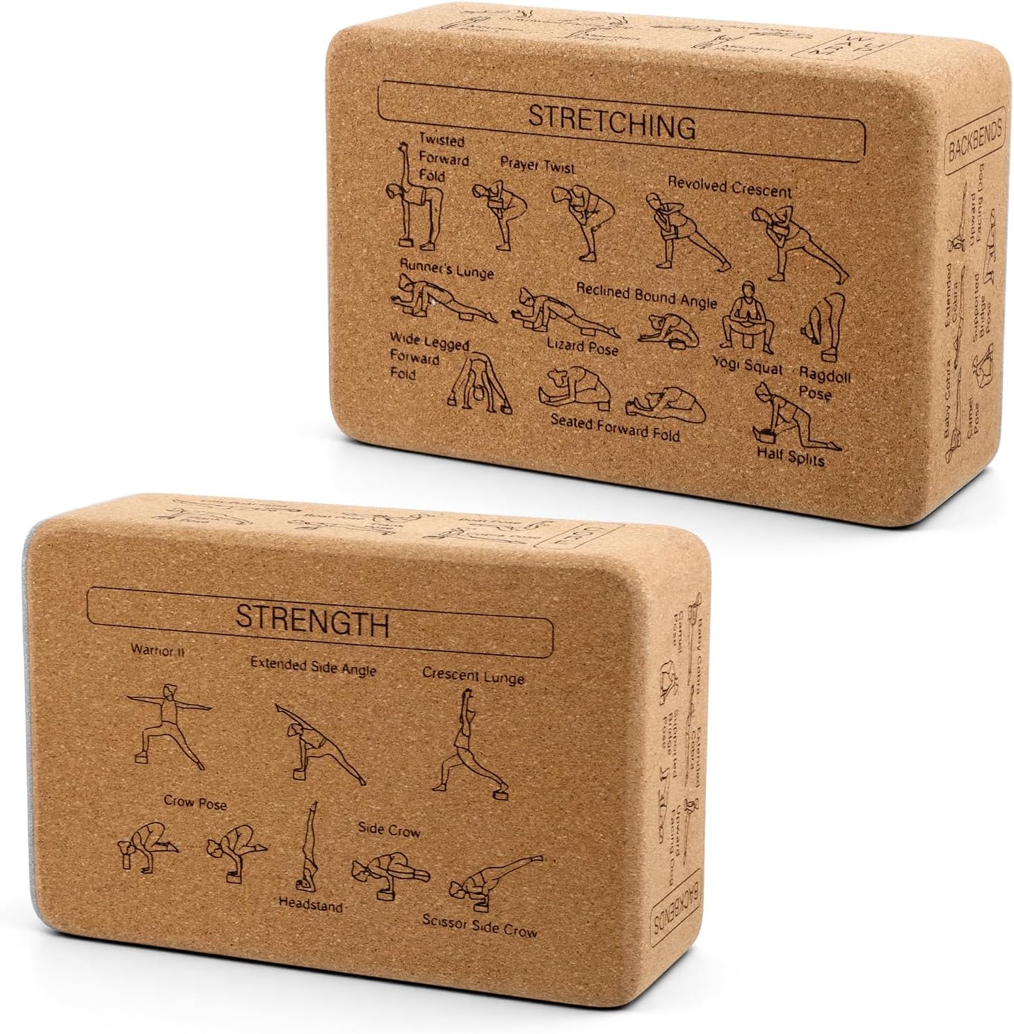 2 Pack Cork Yoga Blocks, Yoga Poses Teaching Cork Blocks for Beginners & Experts, Eco-Friendly High Density Non-Slip Fitness Block for Better Support, Balance & Comfort (9 x 6 x 3 Inches)