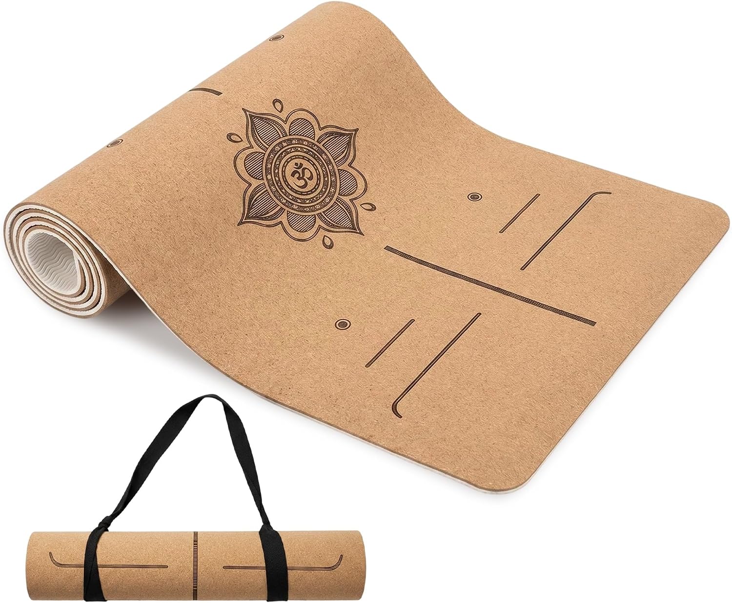 Cork Yoga Mat extra thick 6mm TPE Yoga Mat 72×24 Inch High Density Non-Slip Workout Mat Super Grip Quick-Dry for Hot Yoga, Home Gym