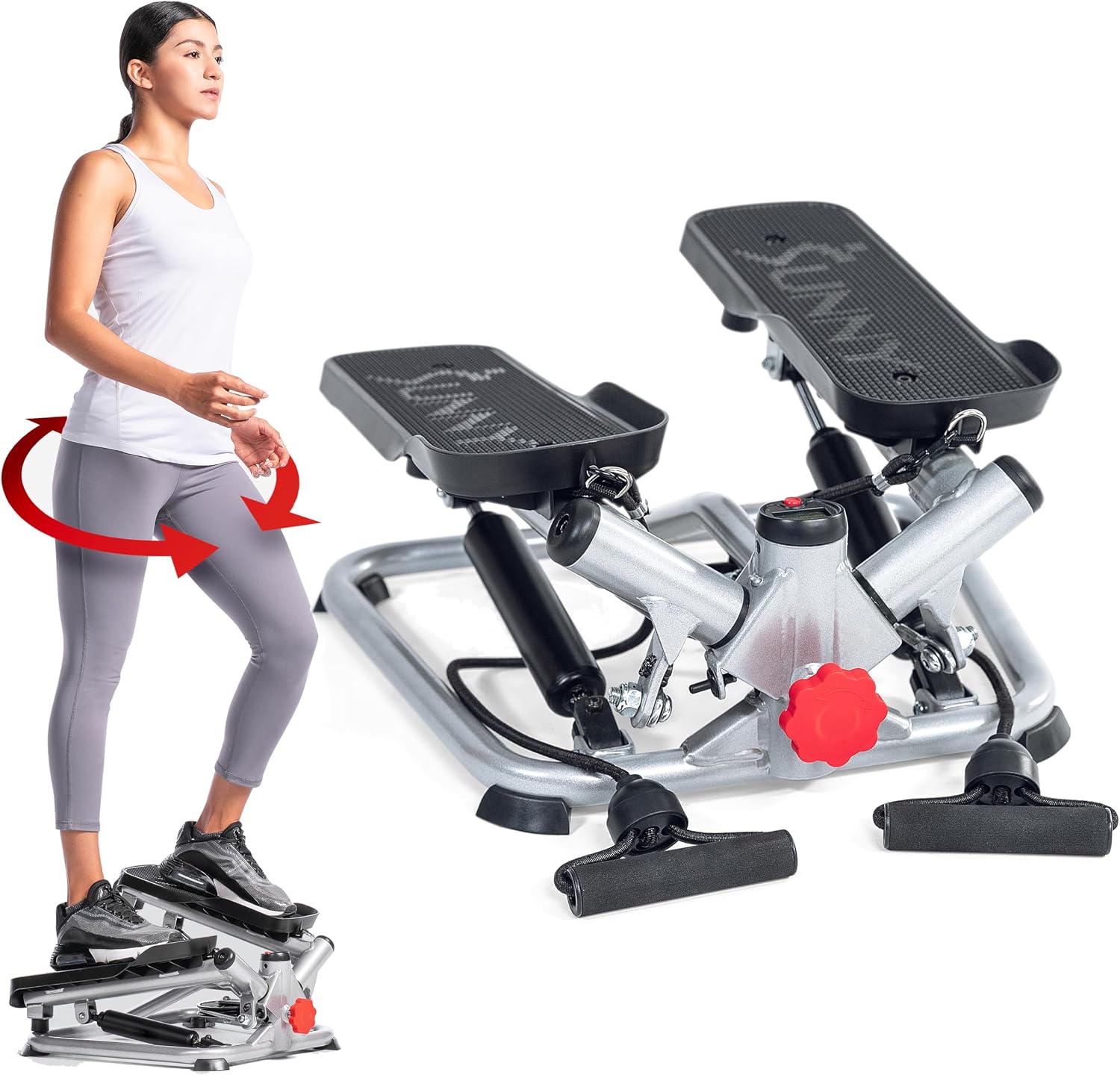 Sunny Health & Fitness Twist Stair Stepper with Resistance Bands
