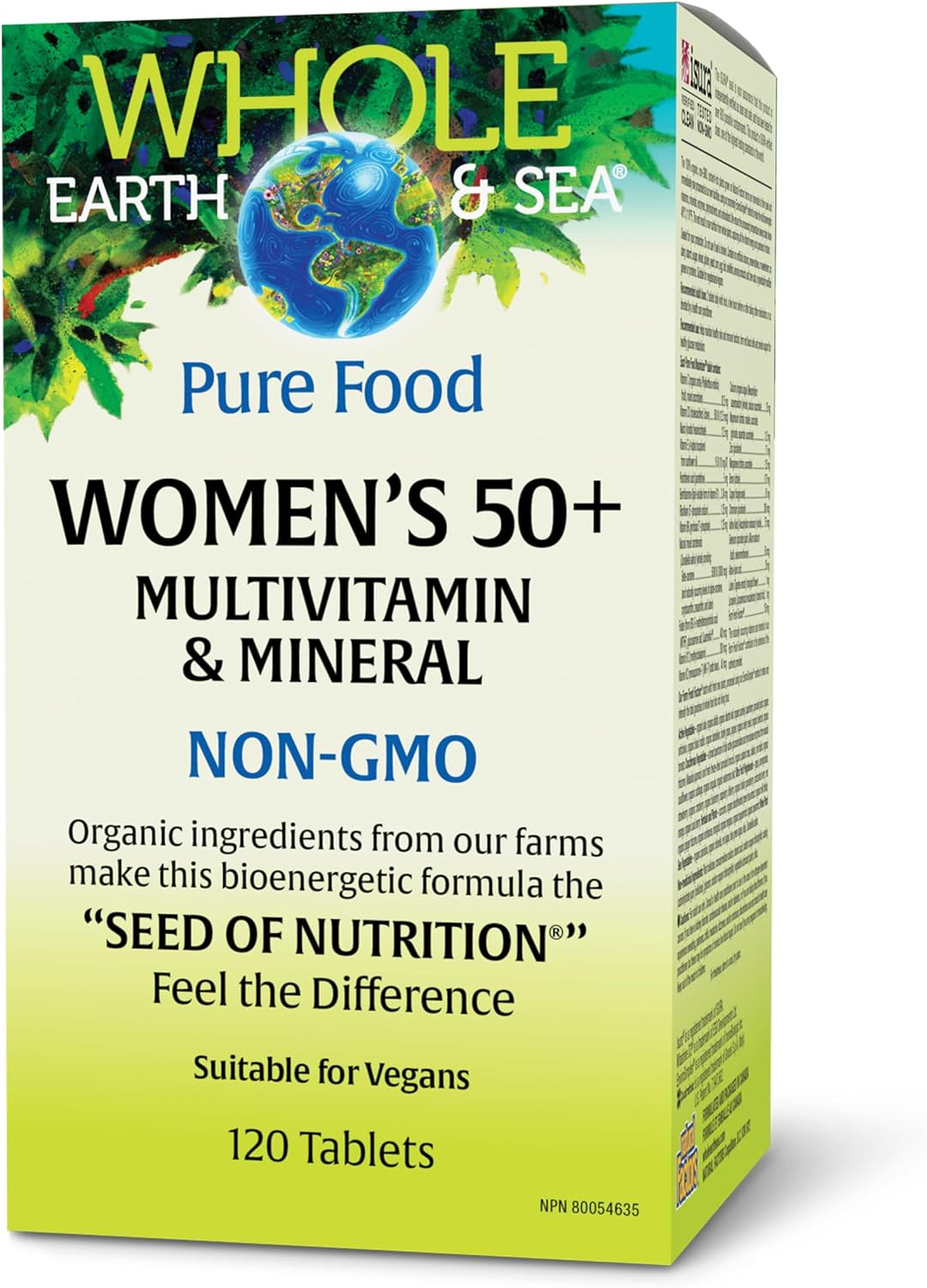 Whole Earth & Sea Women’s 50+ Multivitamin & Mineral, 120 Vegan Tablets | Whole Food-Based Multivitamin & Mineral Formula for Women Over 50 with Raw Fruits, Vegetables & Herbs for Overall Wellness