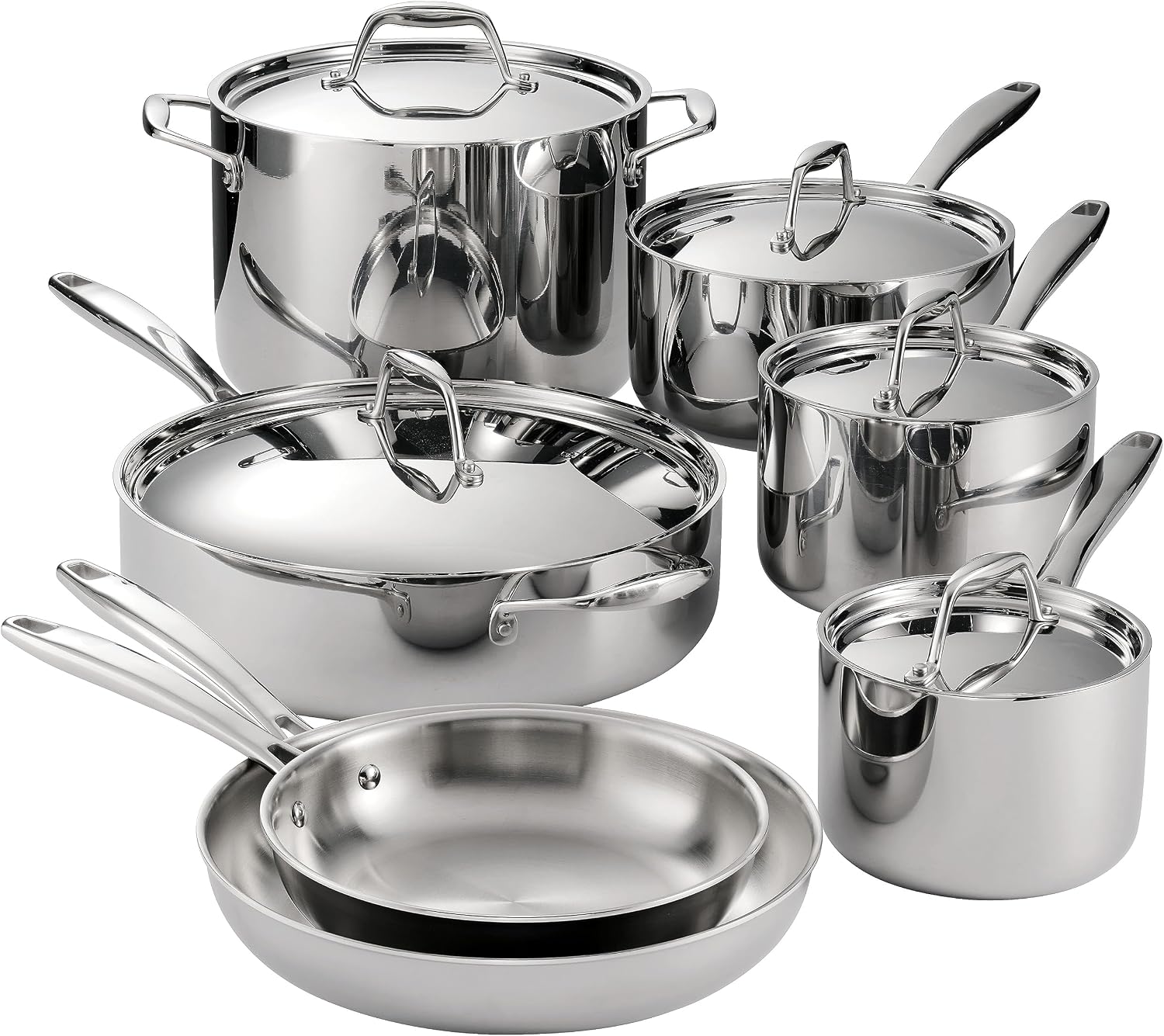 Tramontina Signature Tri-Ply Clad Stainless Steel 12-Pc Pots and Pans Set