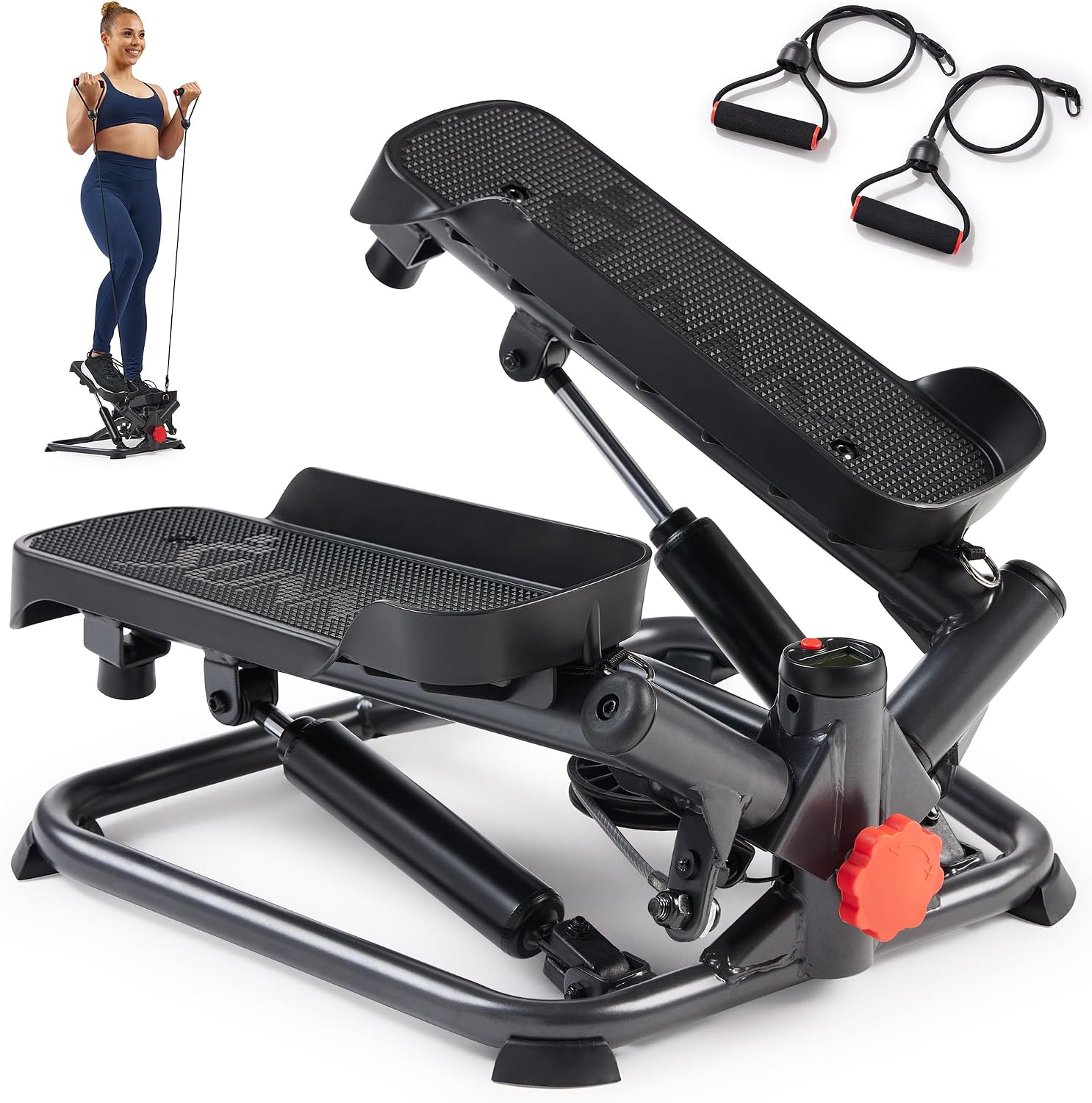 Sunny Health & Fitness Twist Stair Stepper with Resistance Bands