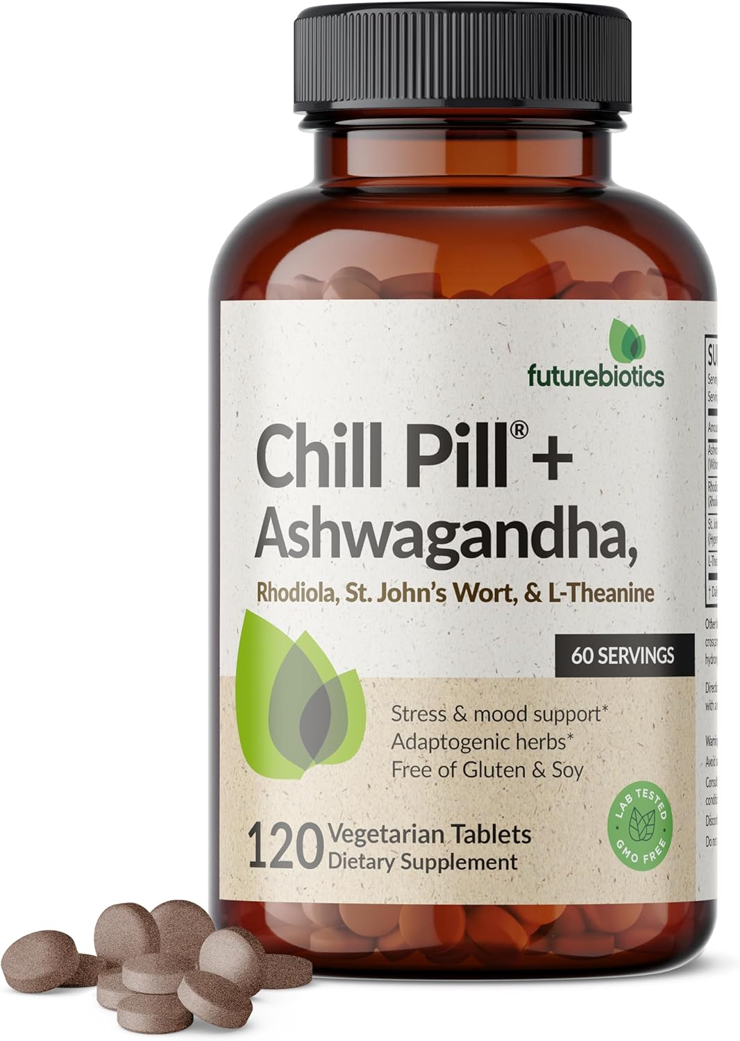 Futurebiotics Chill Pill + Ashwagandha, Stress & Mood Support, 120 Tablets