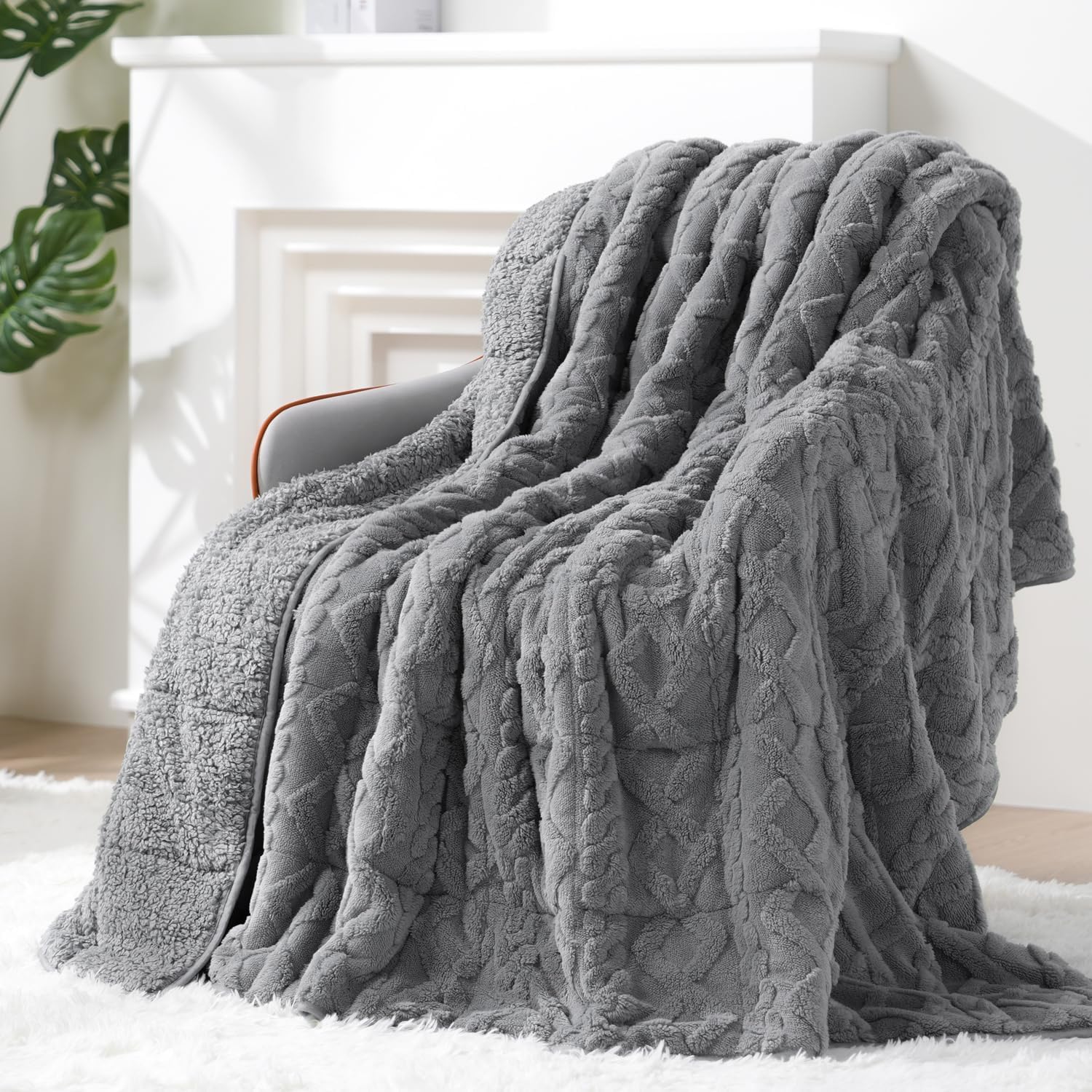 Ultra Soft Sherpa Weighted Blanket for Adults, 60″x80″ 15lbs Heavy Blankets