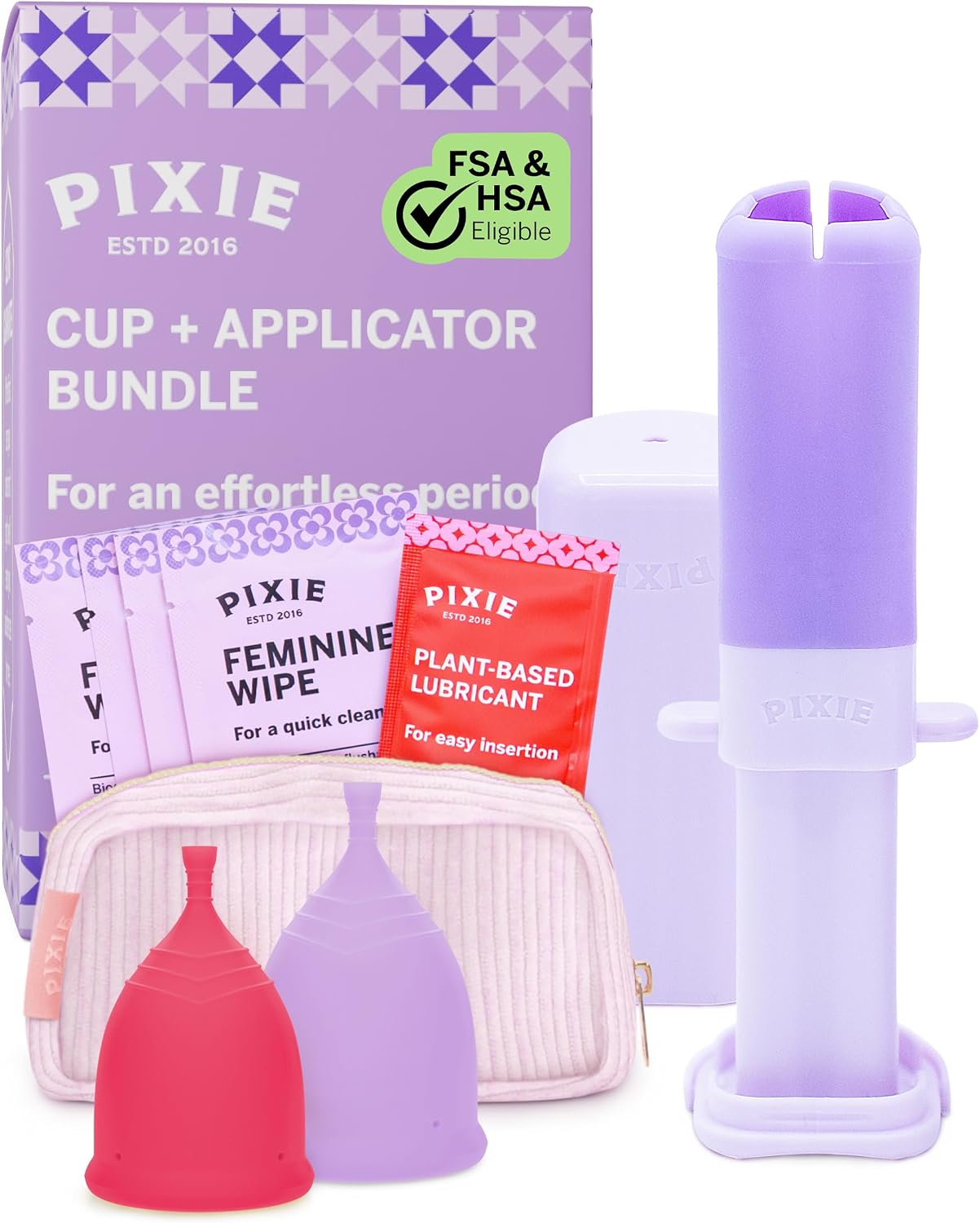 2 Menstrual Cups and Applicator Bundle – No Metals or Toxins – 100% Medical-Grade Silicone – Softest Reusable Period Cup – Inserts Like a Tampon – Capacity of 4 and 6 Tampons